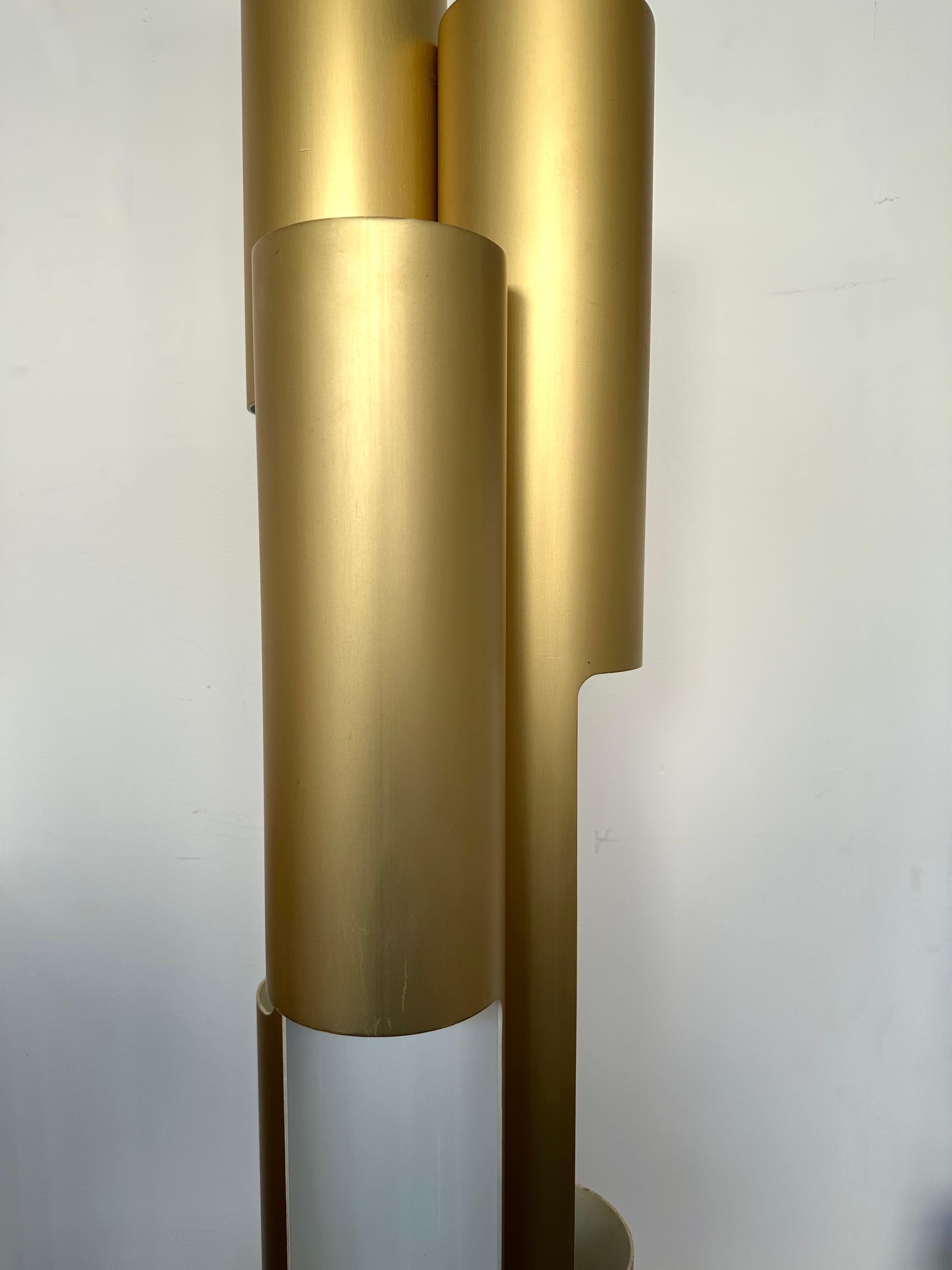 Mid-Century Space Age Gold Metal Organ Floor Lamp by Luci, Italy, 1970s For Sale 5