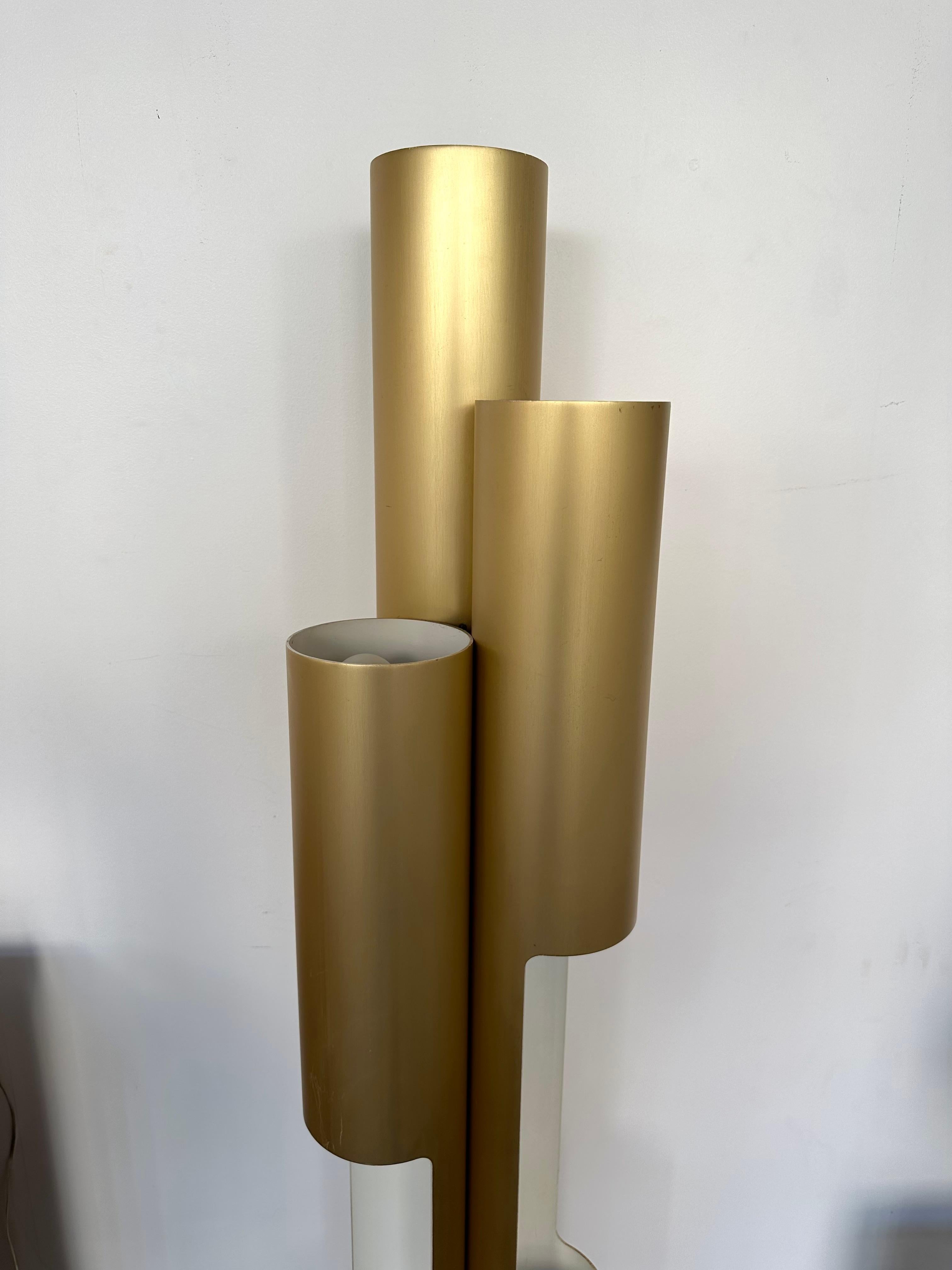 Late 20th Century Mid-Century Space Age Gold Metal Organ Floor Lamp by Luci, Italy, 1970s For Sale