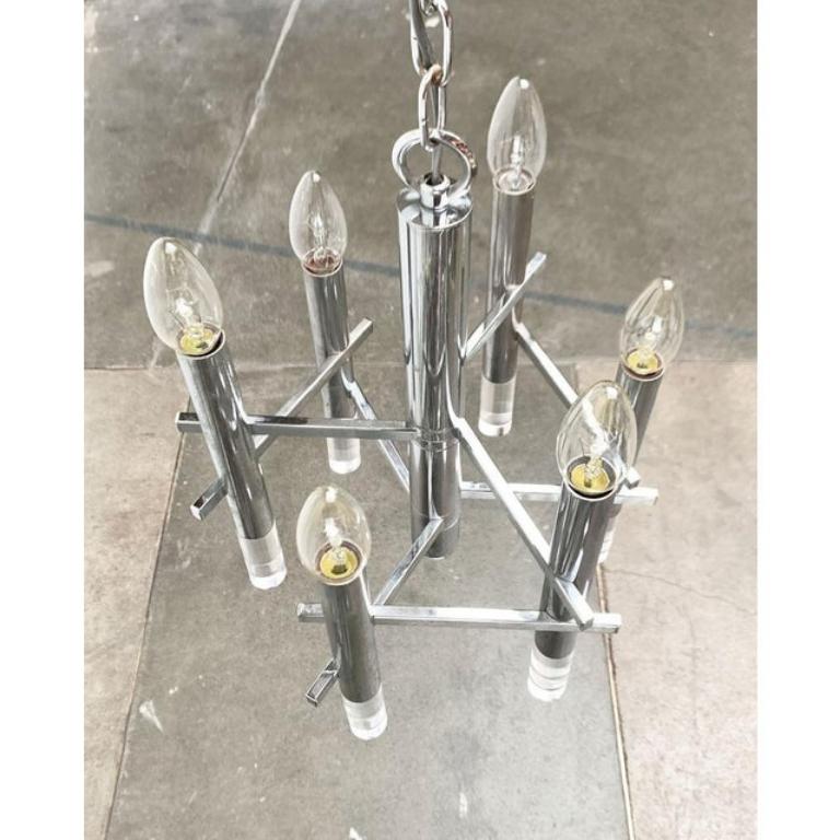 Tedesco Lampadario italiano Space and Chrome e Arcyl di Gaetano Sciolari, metà del secolo scorso in vendita