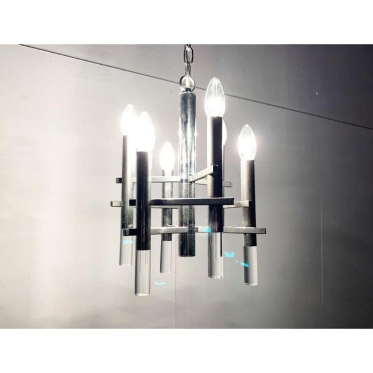 Lampadario italiano Space and Chrome e Arcyl di Gaetano Sciolari, metà del secolo scorso In condizioni ottime in vendita a Hamburg, DE