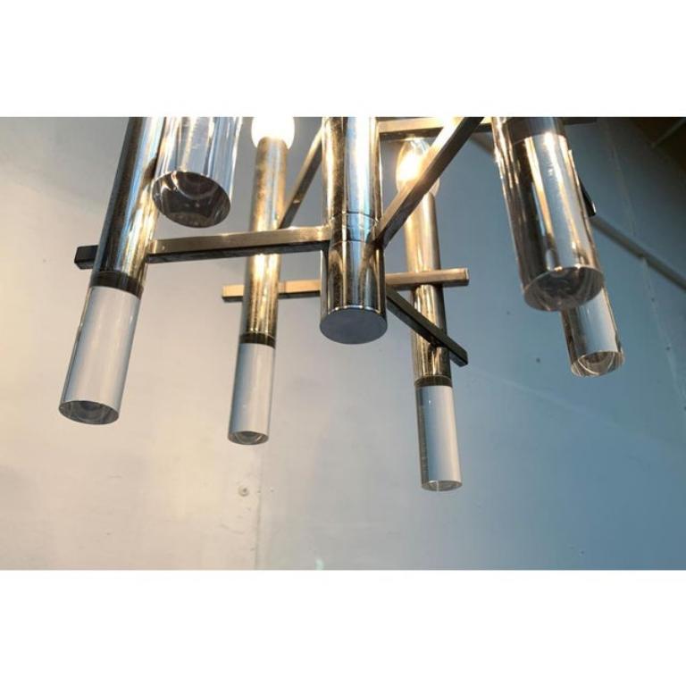 Metallo Lampadario italiano Space and Chrome e Arcyl di Gaetano Sciolari, metà del secolo scorso in vendita