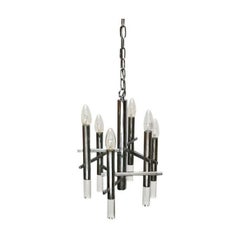 Mid-Century Space Age Italian Chrome and Arcyl Chandelier by Gaetano Sciolari