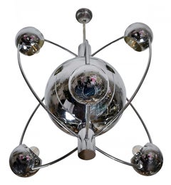 Mid-Century Space Age Italian Reggiani Chrome Chandelier, circa 1960