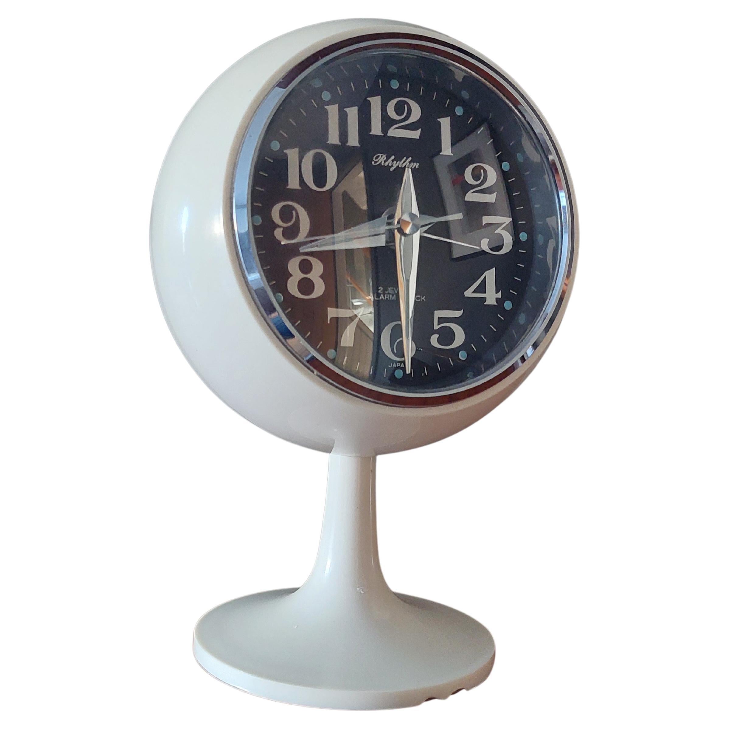 Mid Century Space Age Japan  Alarm table Clock From Rhythm, 1960s 70s