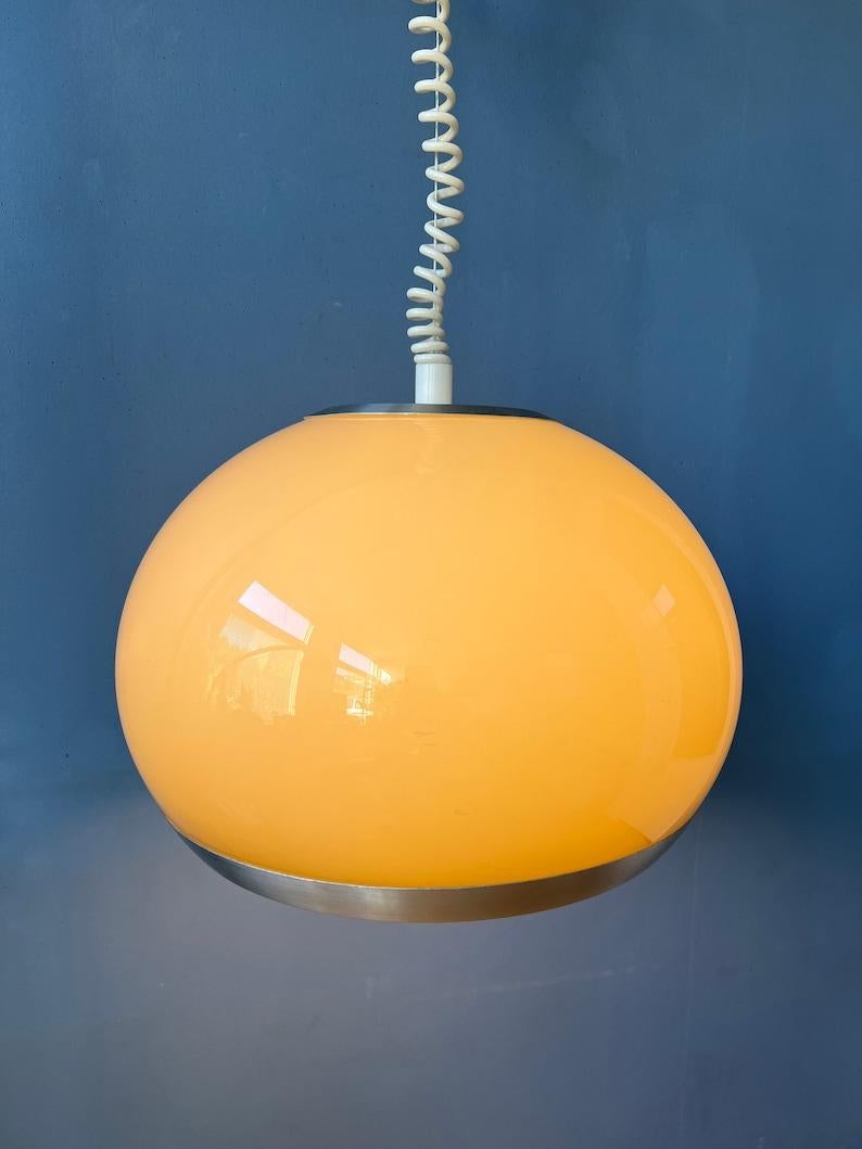 20th Century Mid Century Space Age  Light Fixture Mushroom Pendant Lamp by Dijkstra, 1970s For Sale