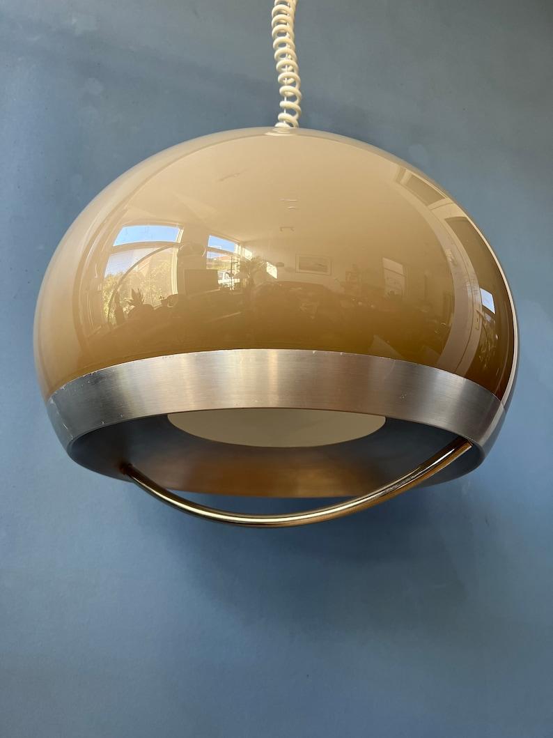Metal Mid Century Space Age  Light Fixture Mushroom Pendant Lamp by Dijkstra, 1970s