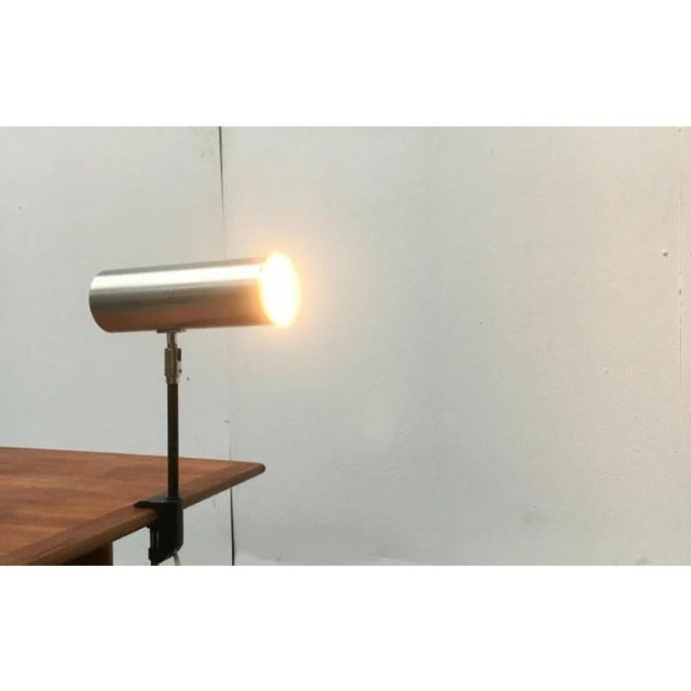Metal Mid-Century Space Age Minimalist Clamp Table or Shelf Lamp, 1960s For Sale