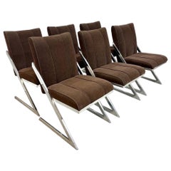 Sedie da pranzo cromate Modern Age di metà secolo - Set di 6 sedie