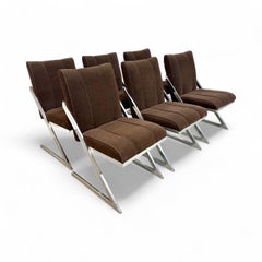 Sillas de Comedor Cromadas Modernas de Mitad de Siglo Space Age - Set de 6