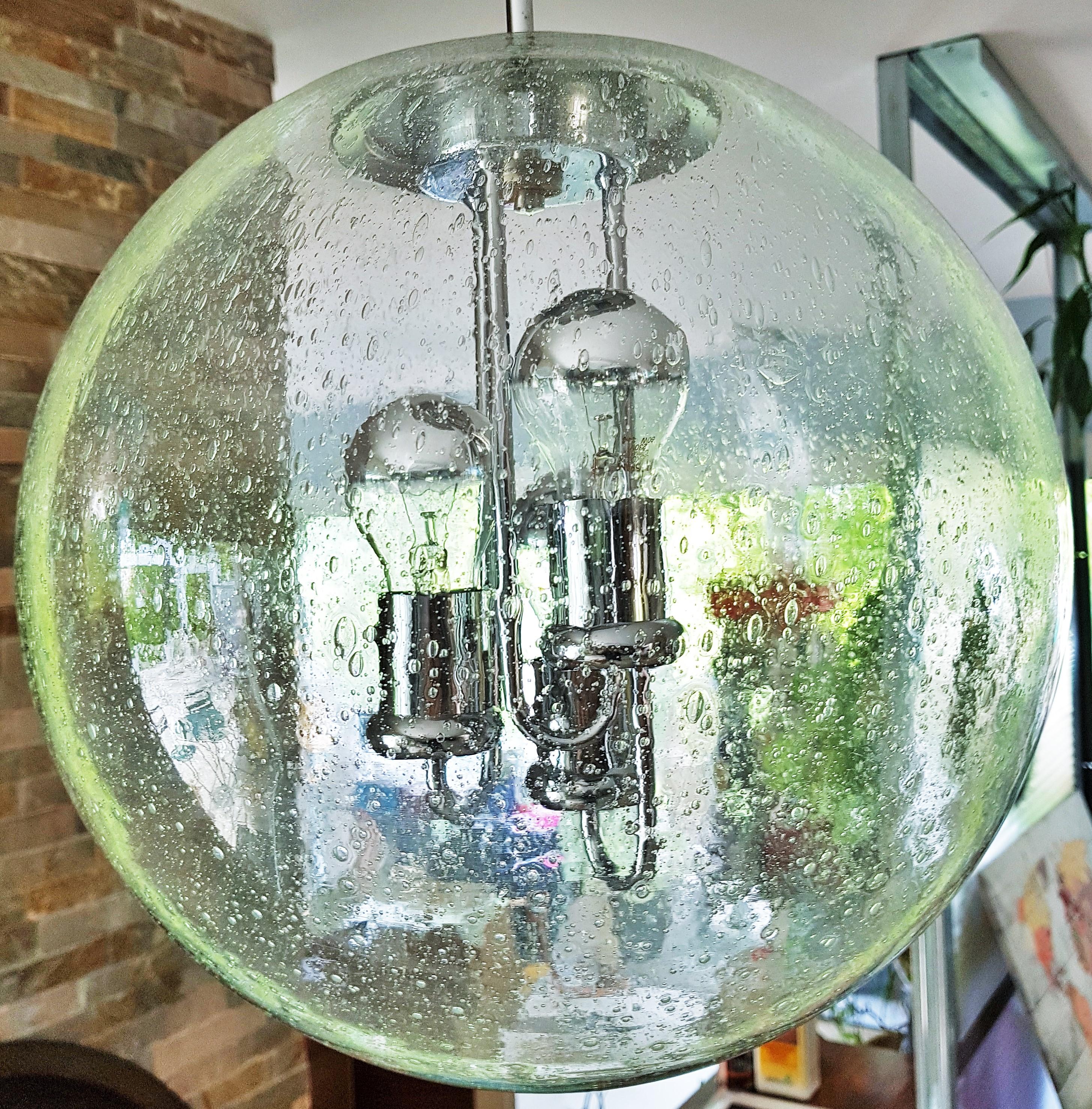 Mid-Century Space Age Murano Blown Glass Globe Bubble Lamp, Doria Germany 1960s 5