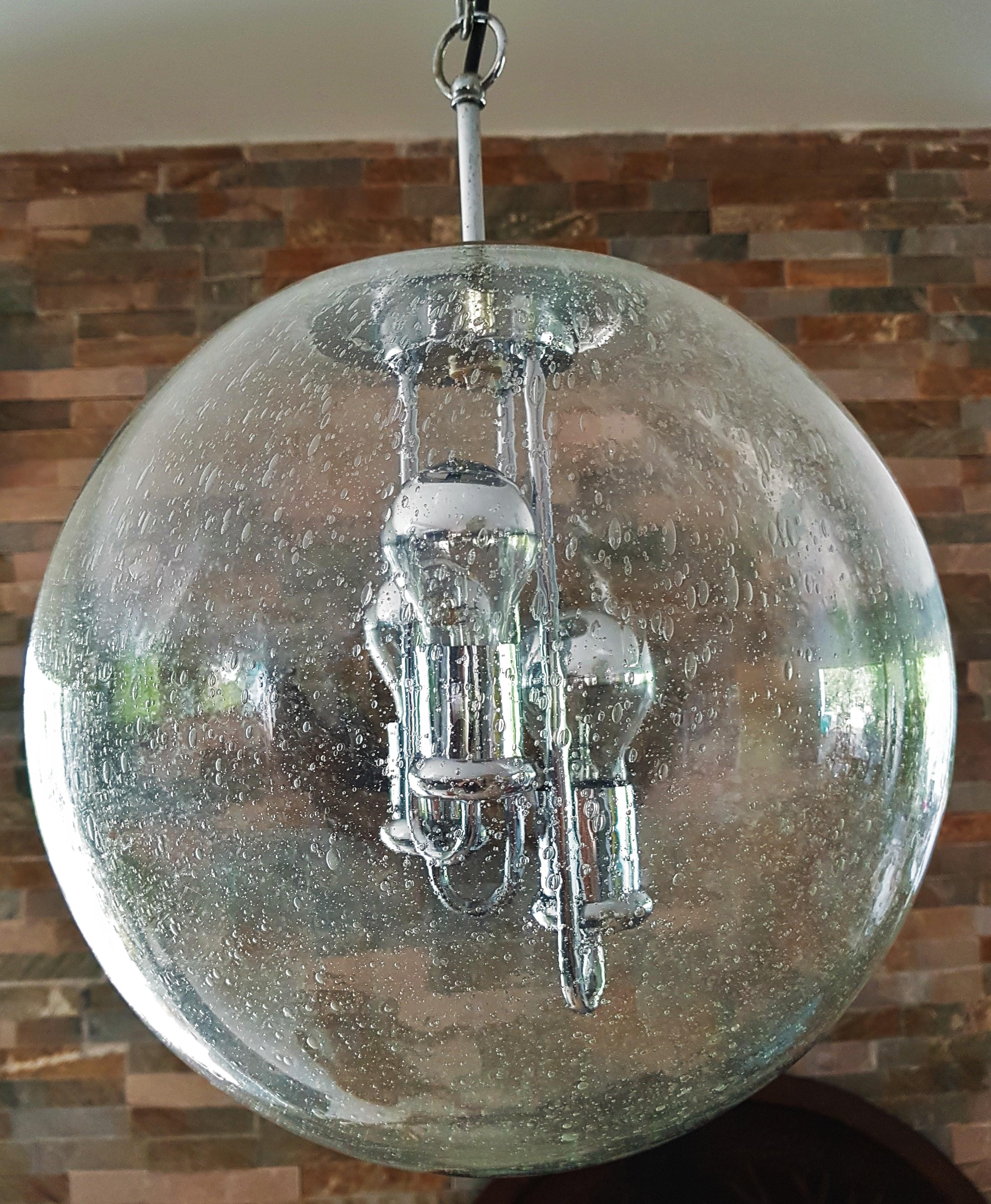 Mid-Century Space Age Murano Blown Glass Globe Bubble Lamp, Doria Germany 1960s 6