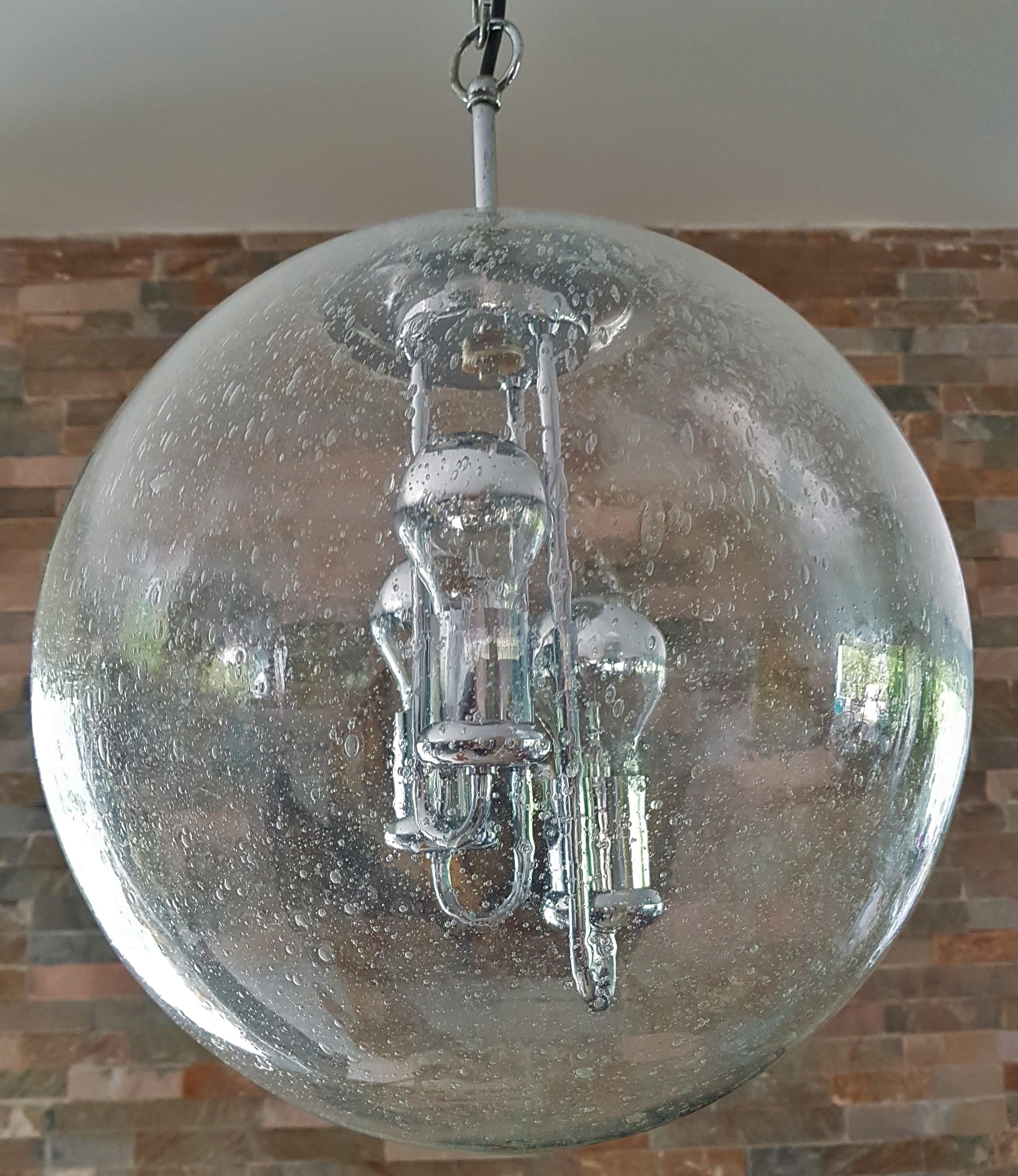 Mid-Century Space Age Murano Blown Glass Globe Bubble Lamp, Doria Germany 1960s 7
