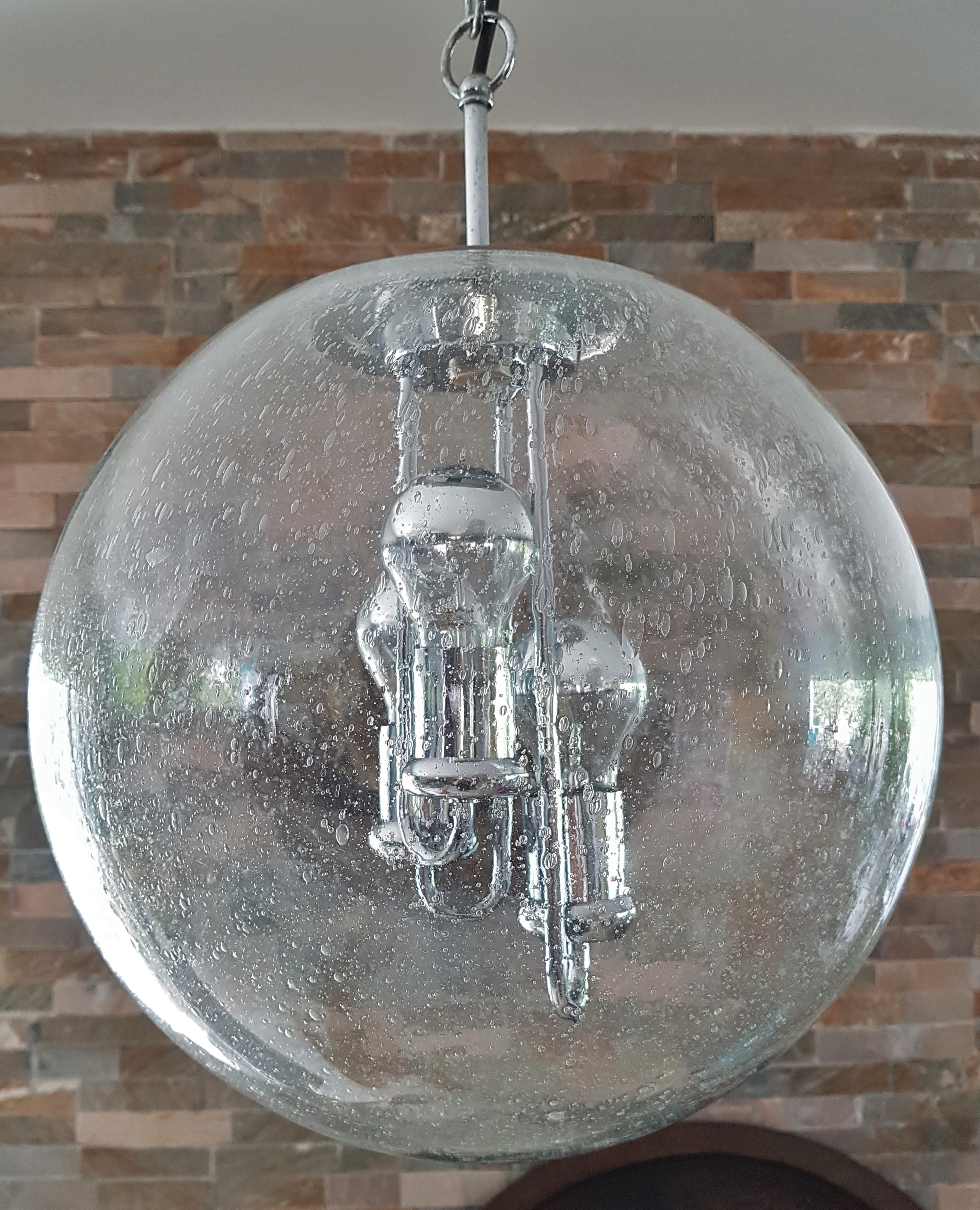 Mid-Century Space Age Murano Blown Glass Globe Bubble Lamp, Doria Germany 1960s 8