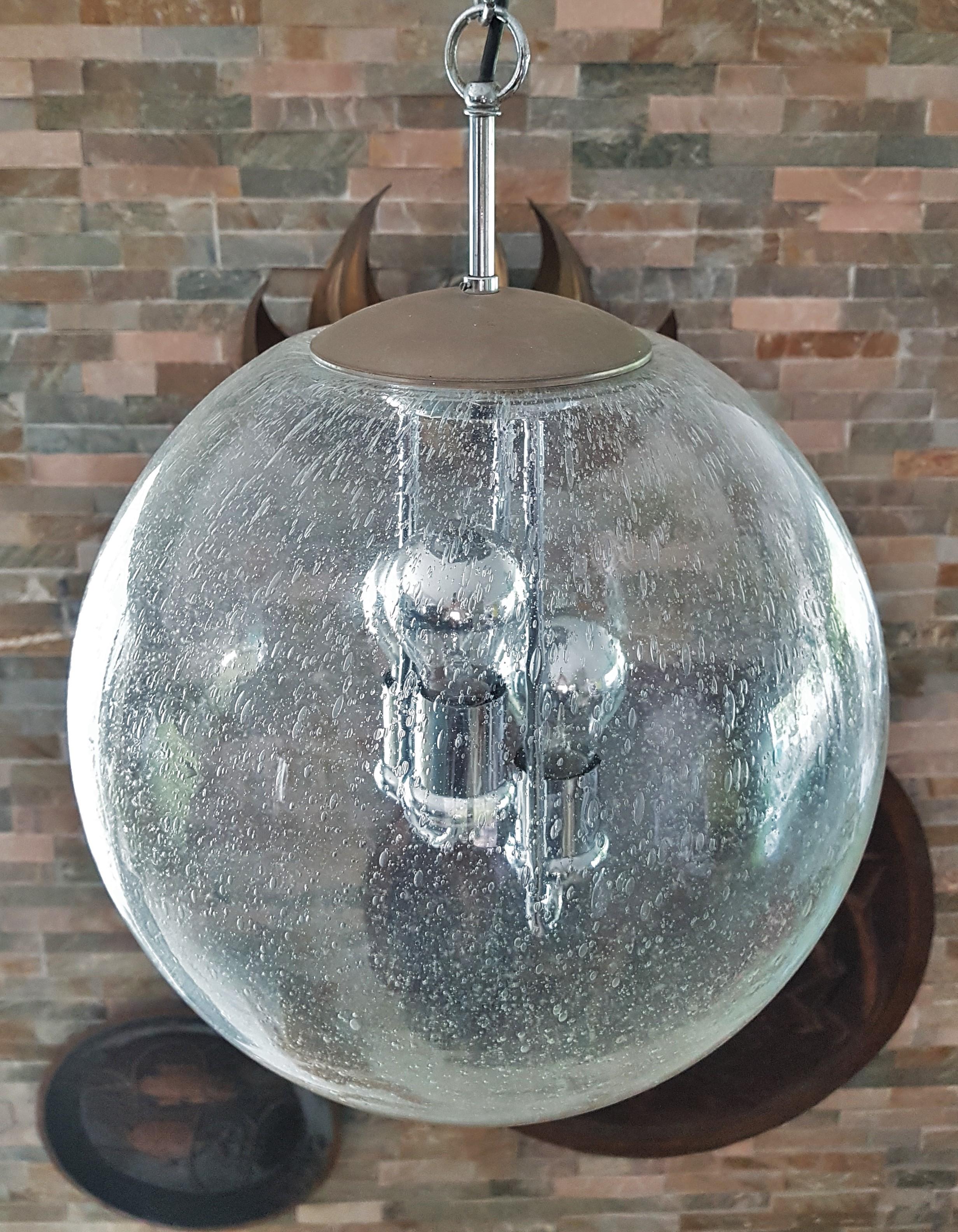 Mid-Century Space Age Murano Blown Glass Globe Bubble Lamp, Doria Germany 1960s 9