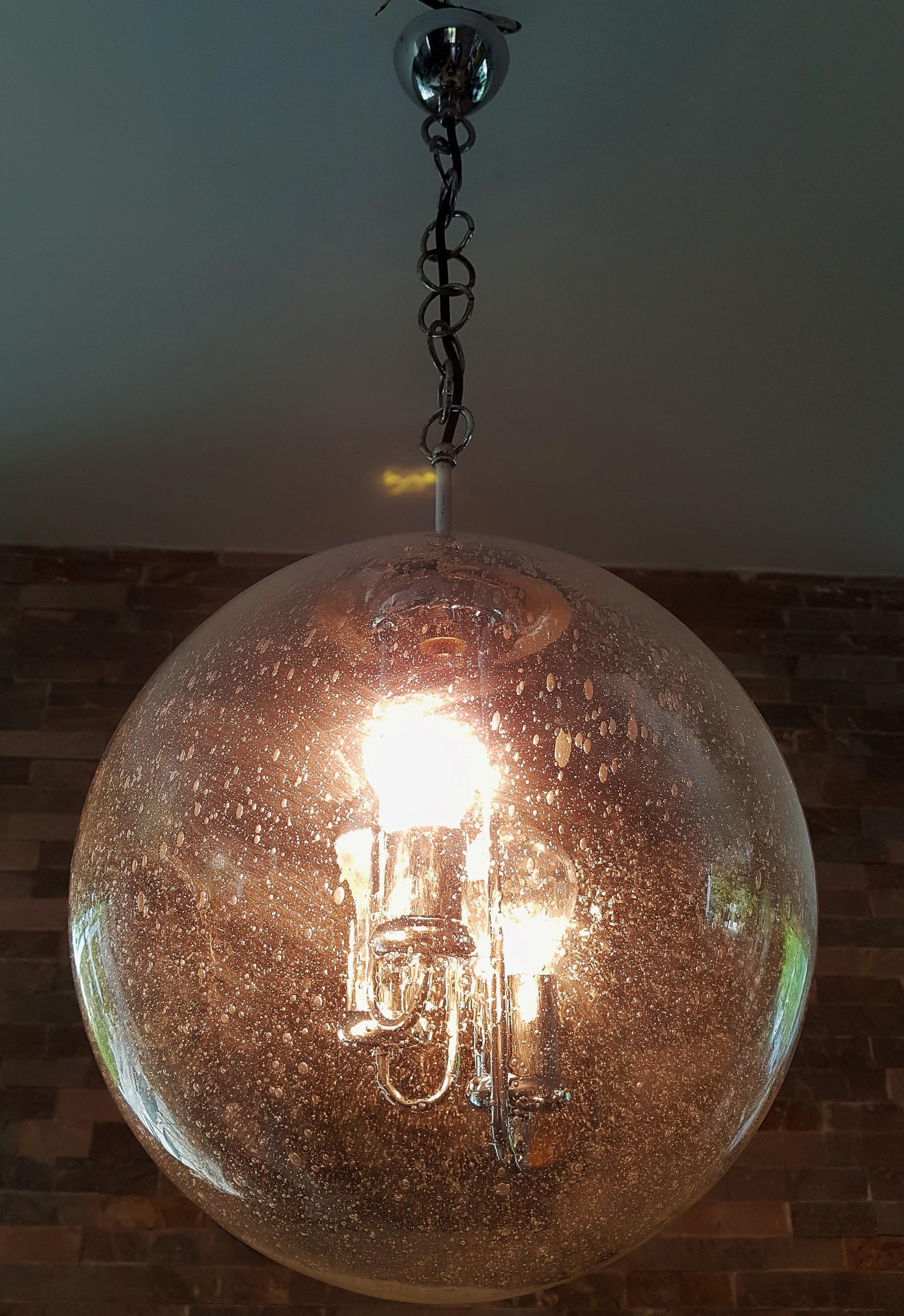 Mid-Century Space Age Murano Blown Glass Globe Bubble Lamp, Doria Germany 1960s 11