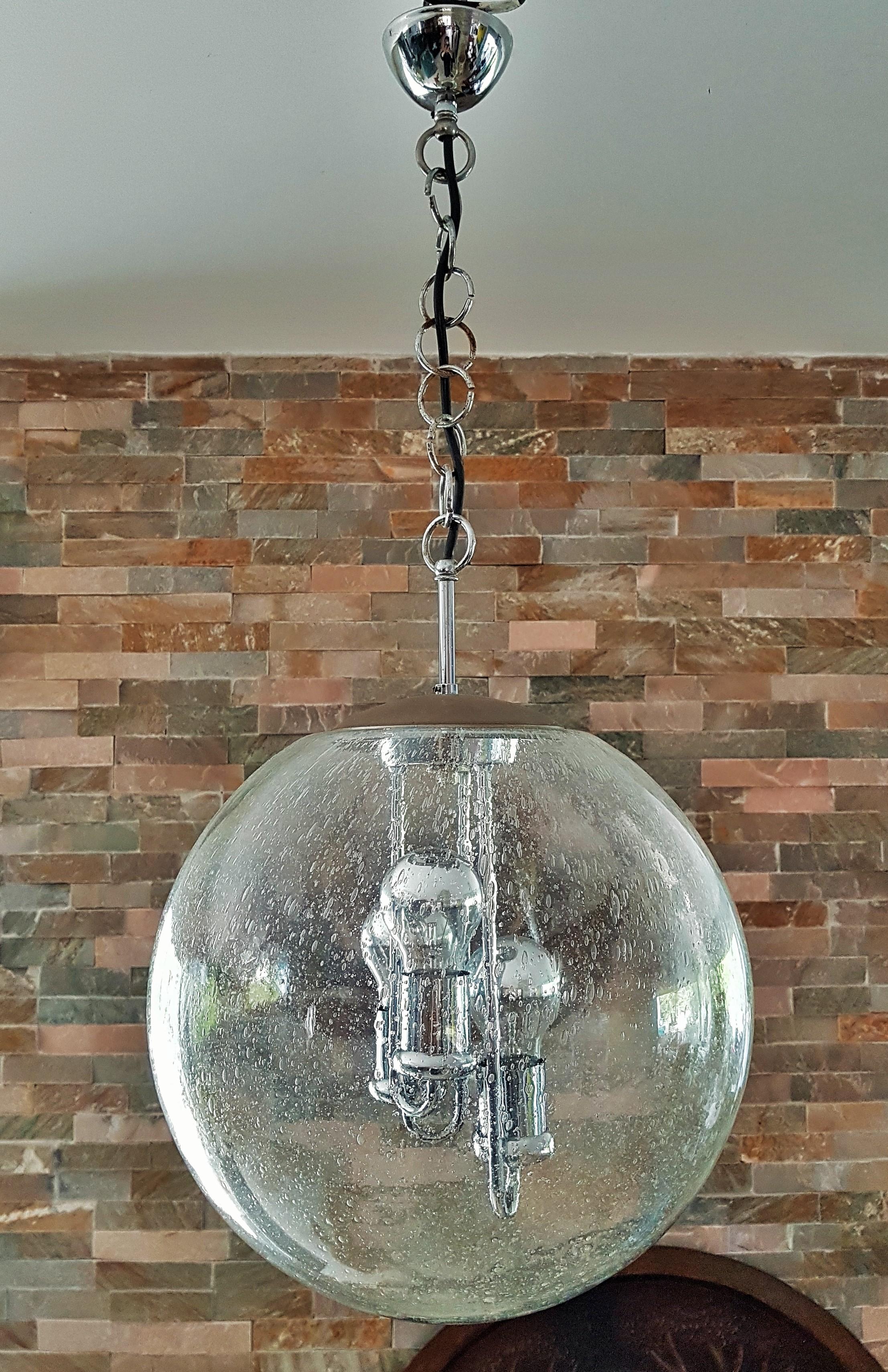 Mid-Century Space Age Murano Blown Glass Globe Bubble Lamp, Doria Germany 1960s In Good Condition In Saarbruecken, DE