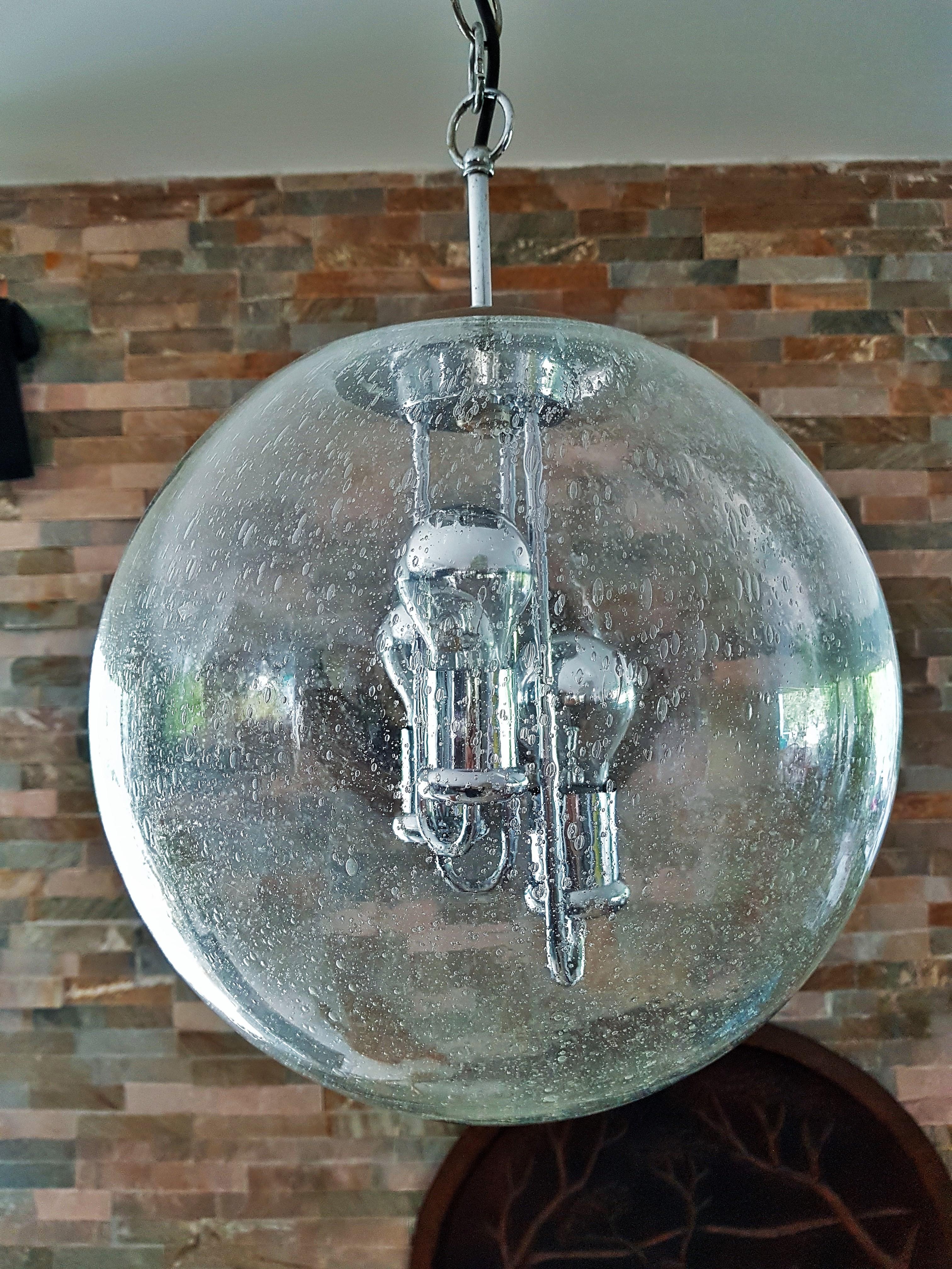 Mid-20th Century Mid-Century Space Age Murano Blown Glass Globe Bubble Lamp, Doria Germany 1960s