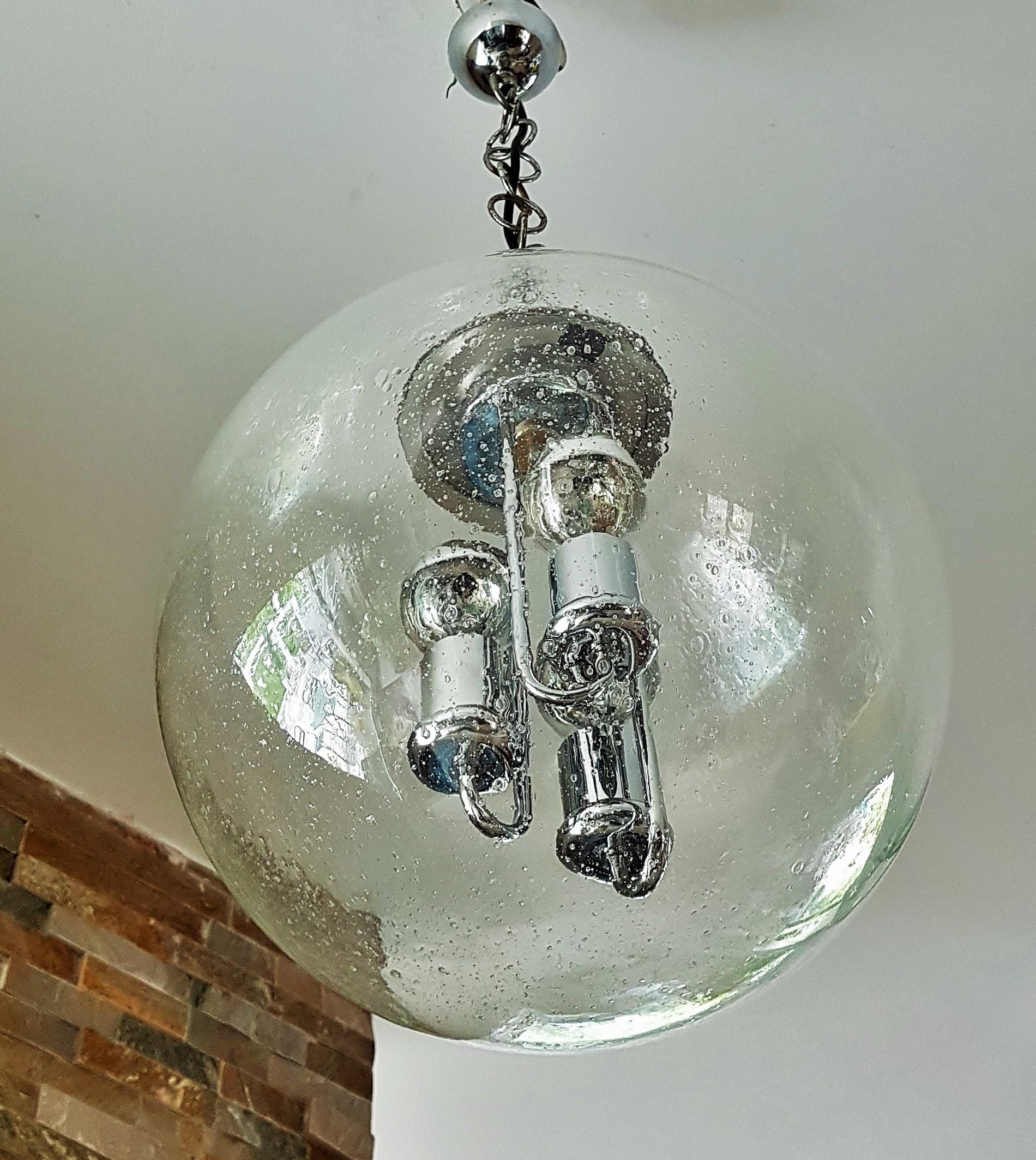 Mid-Century Space Age Murano Blown Glass Globe Bubble Lamp, Doria Germany 1960s 1