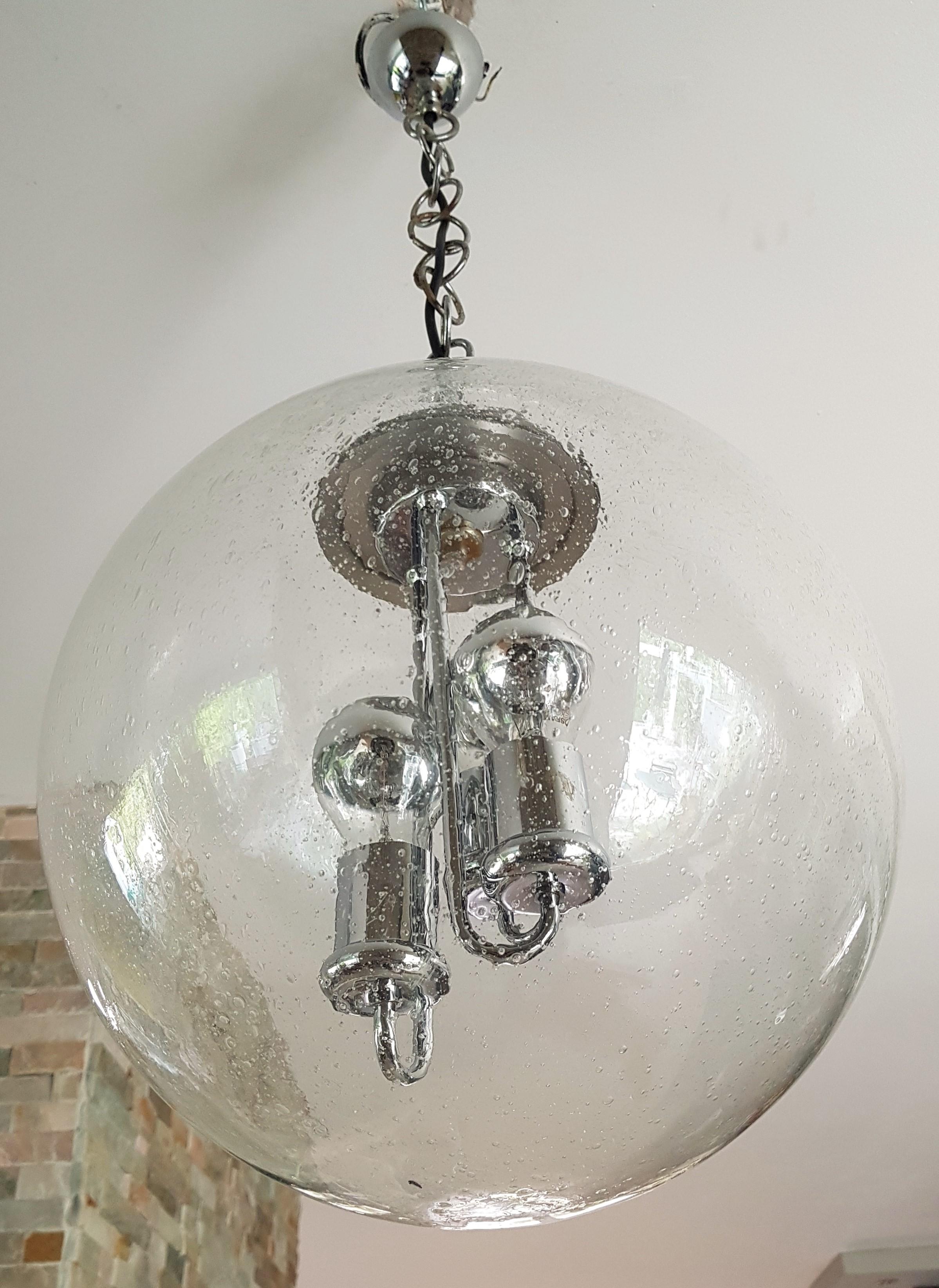 Mid-Century Space Age Murano Blown Glass Globe Bubble Lamp, Doria Germany 1960s 3
