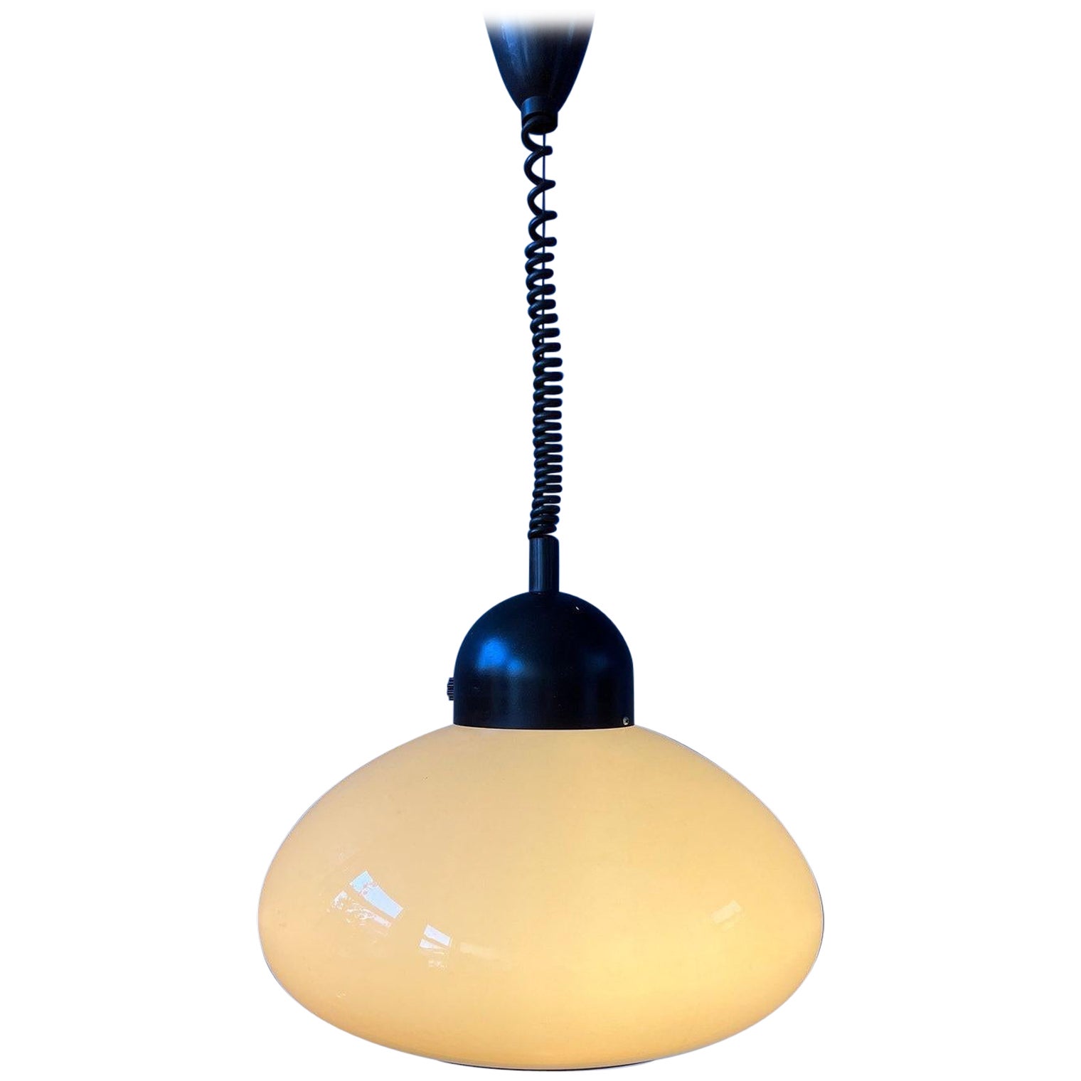 Mid Century Space Age Mushroom Pendant Beige Fixture Light by Dijkstra, 1970s