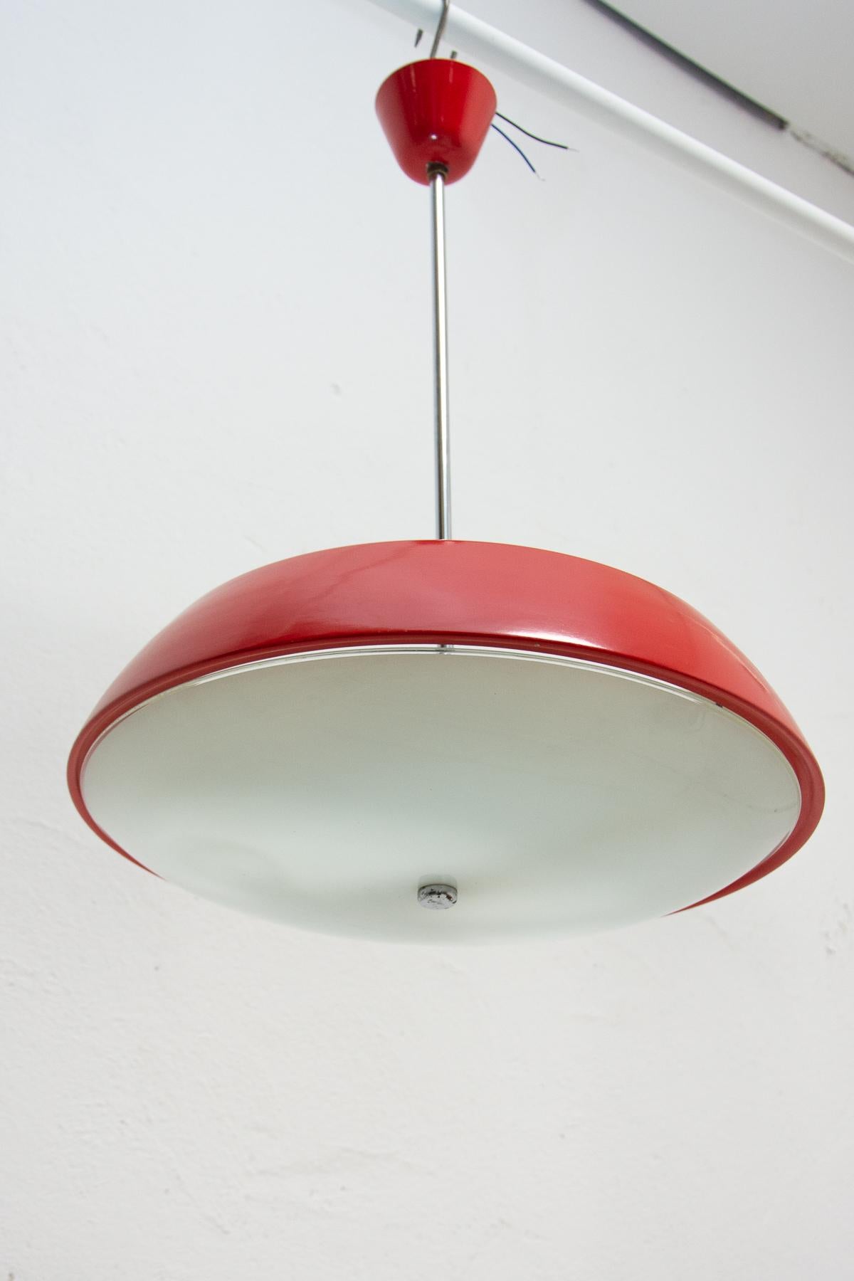Glass Midcentury Space-Age Pendant Lamp by Josef Hurka, Czechoslovakia, 1960s For Sale