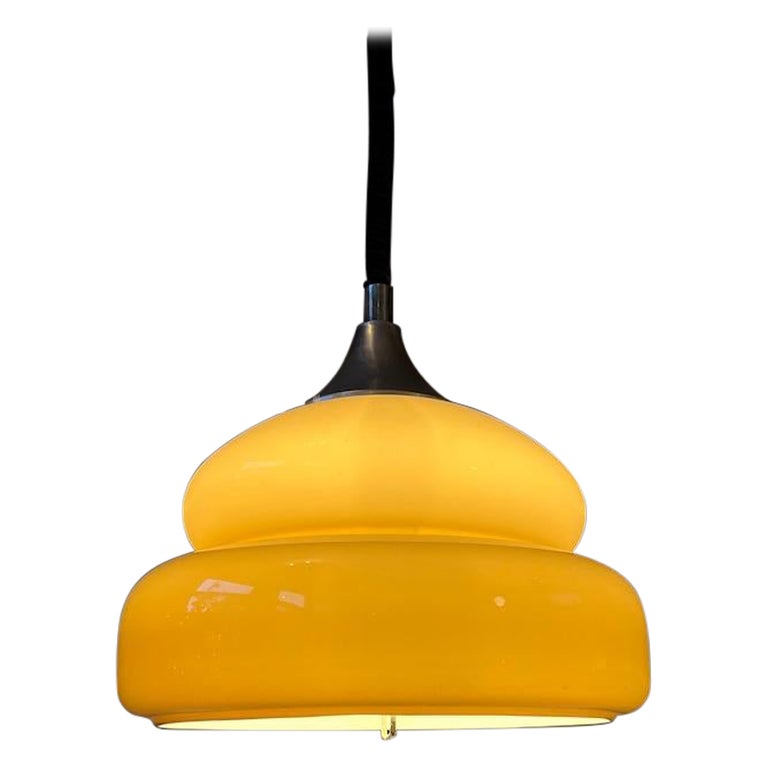 Mid Century Space Age Pendant Lamp Vintage Beige Light Fixture