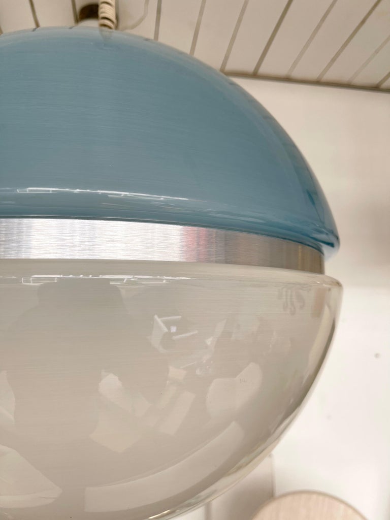 Mid-Century Space Age Pendant Light Ball Blue Perspex, 1970s 4