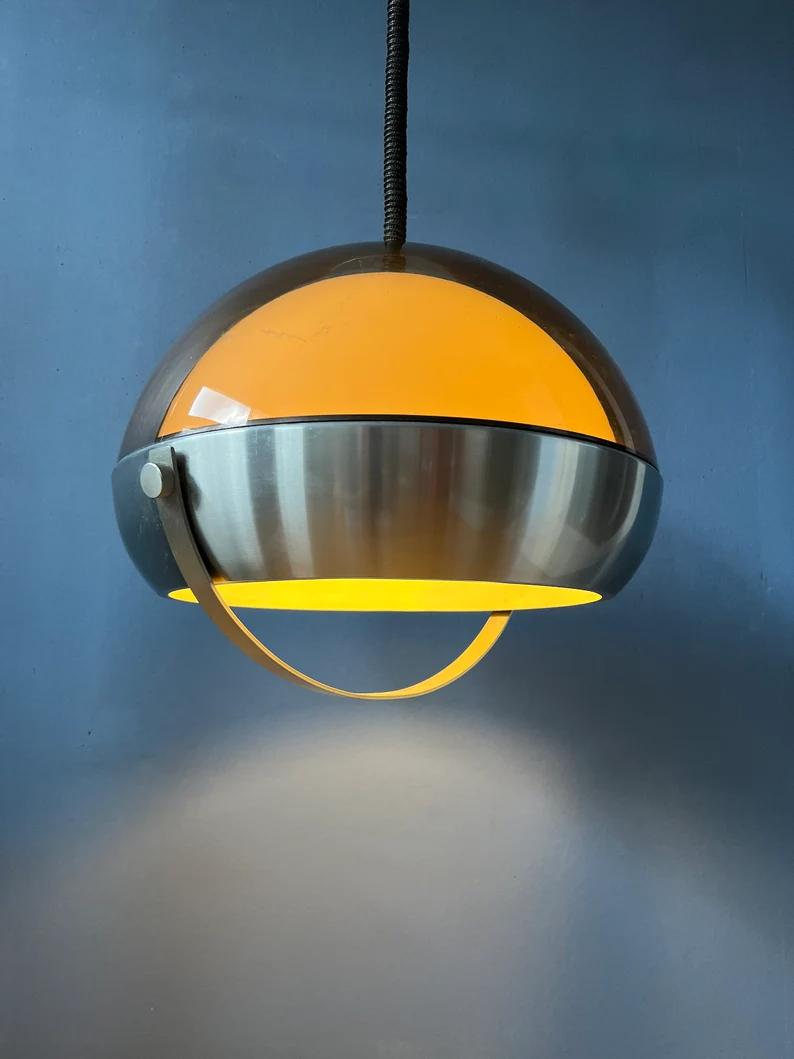 20th Century Mid Century Space Age Pendant Light- Lakro Pendant Lamp, 70s Rise and Fall Lamp For Sale
