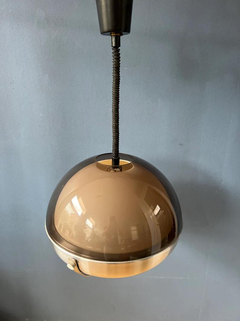 Mid Century Space Age Pendant Light- Lakro Pendant Lamp, 70s Rise and Fall Lamp For Sale 1