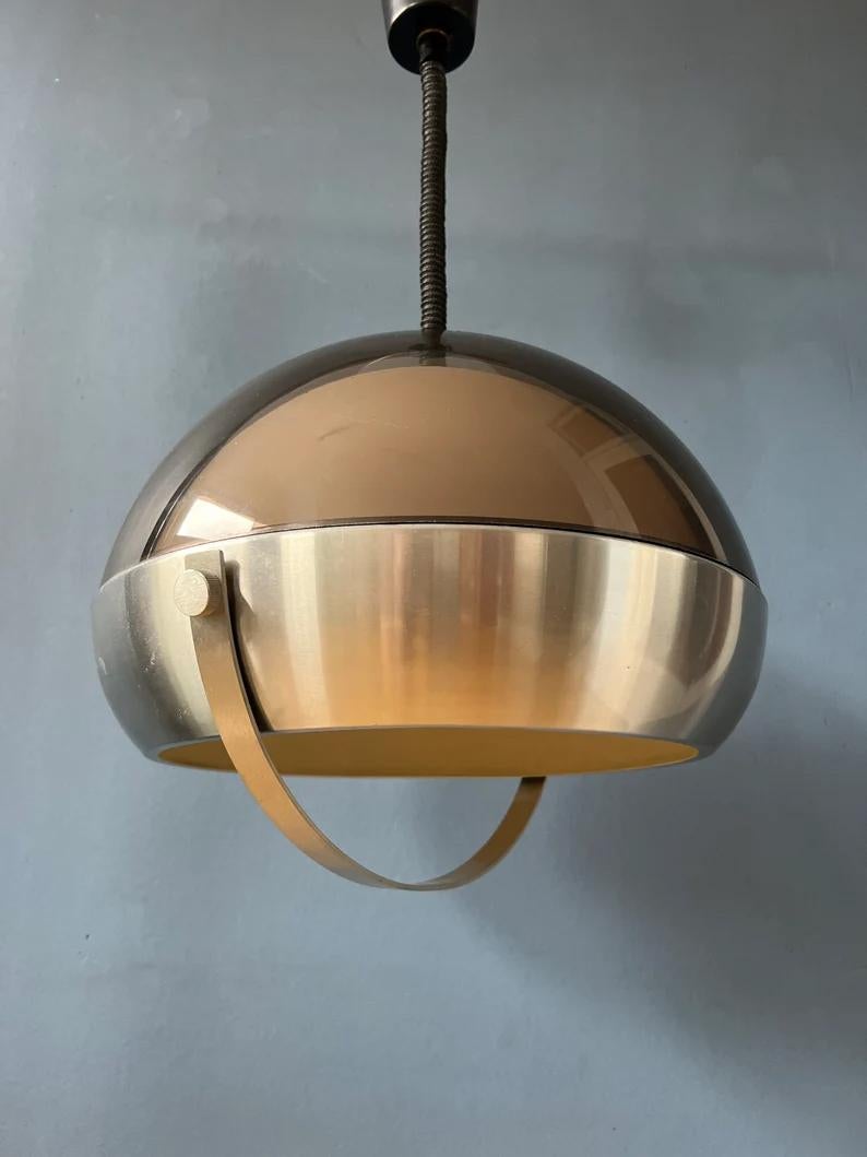 Mid Century Space Age Pendant Light- Lakro Pendant Lamp, 70s Rise and Fall Lamp For Sale 2