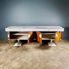 Credenza Mid Century Space AGE di Luigi Sormani anni '70 Bianco e Noce