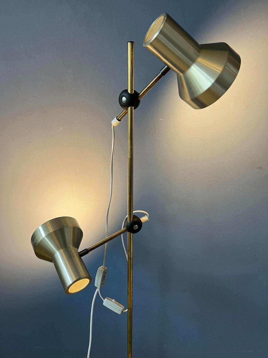 Mid Century Space Age Standing Floor Lamp Light with Aluminium Spots, 1970s In Good Condition For Sale In ROTTERDAM, ZH