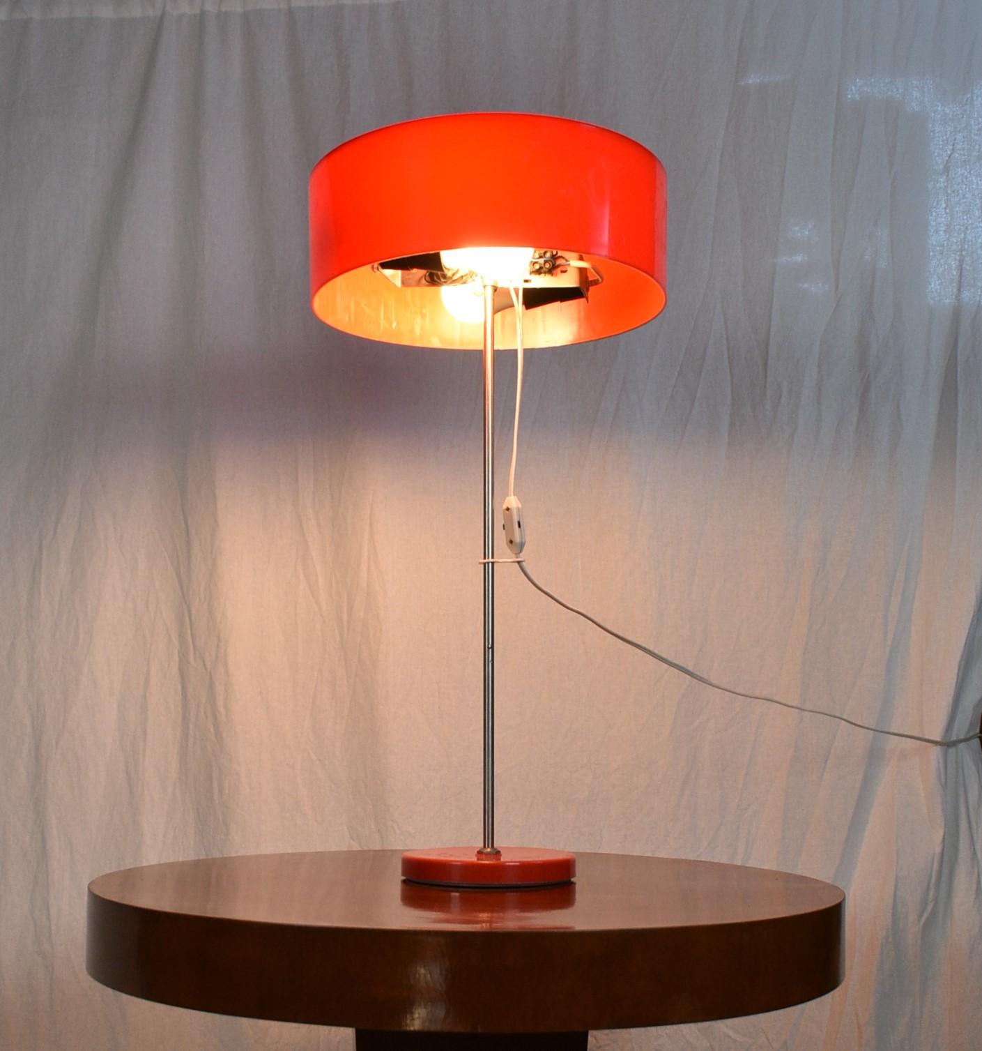Metal Mid-Century Space Age Table Lamp by Kamenicky Senov, Czechoslovakia, 1970's For Sale