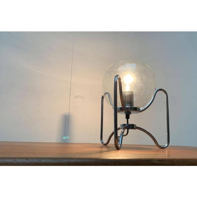 Metal Mid-Century Space Age Tripod Globe Table Lamp, 1960s For Sale