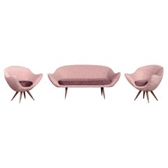 Mid-Century Space Age Velours-Lounge-Set von Paged, 1972, 3er-Set