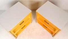 Mid-Century Space Age Yellow Bedside Tables by Bassett