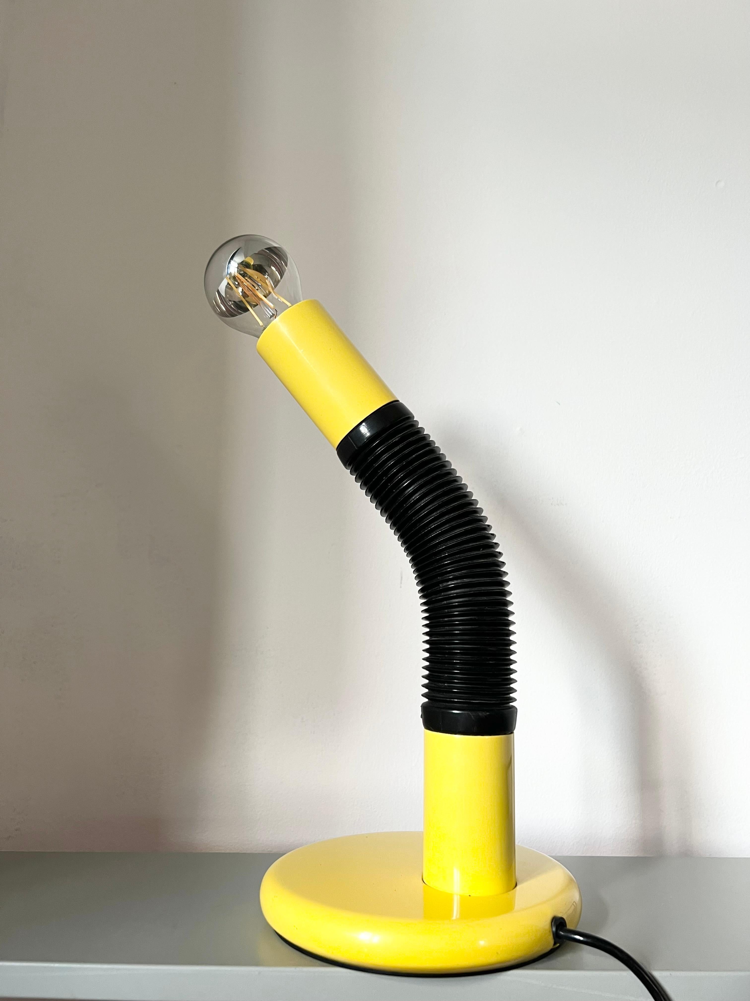 Italian Mid Century Space Age Yellow Tubular Desk Lamp For Sale