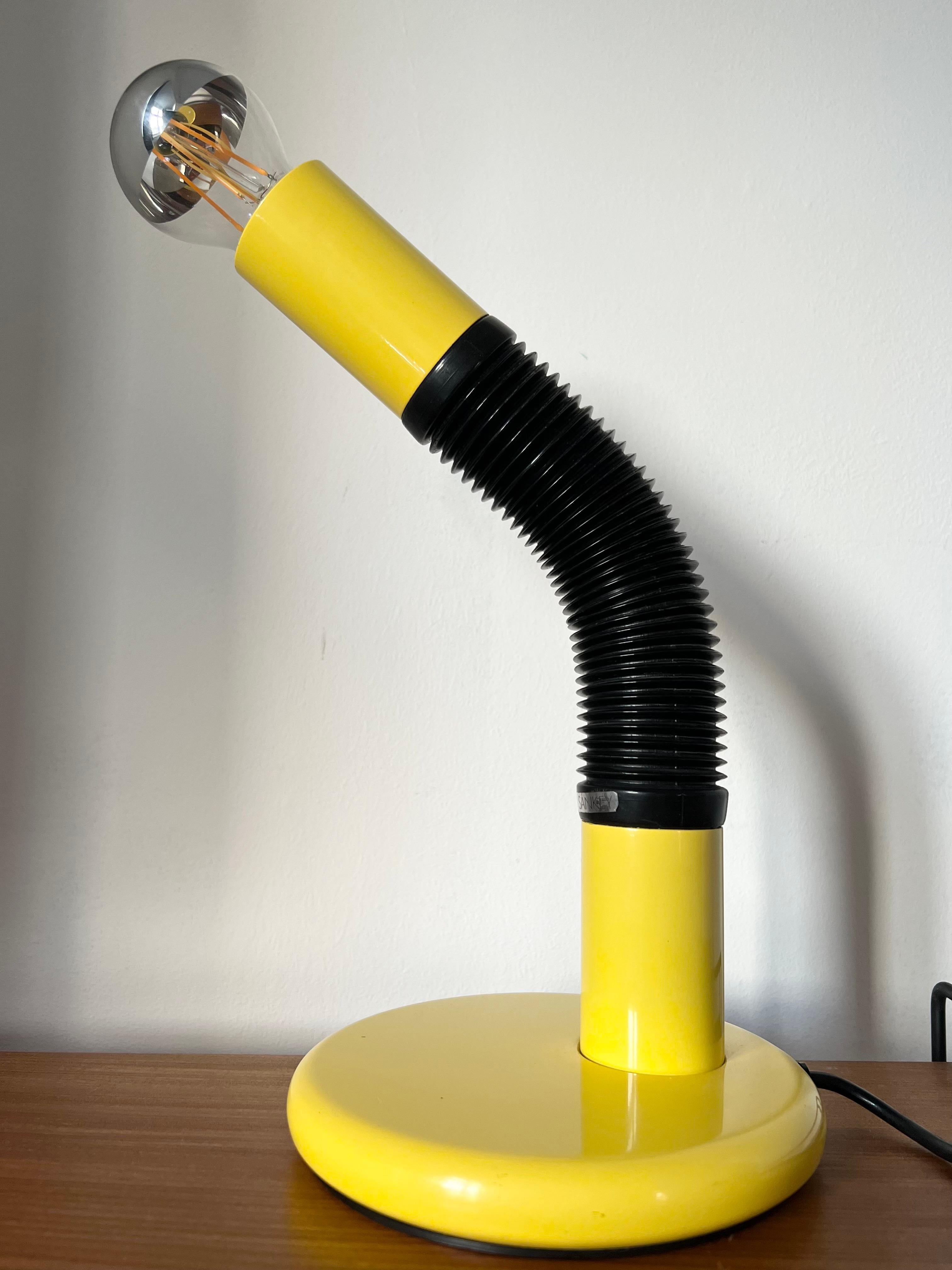 Late 20th Century Mid Century Space Age Yellow Tubular Desk Lamp For Sale