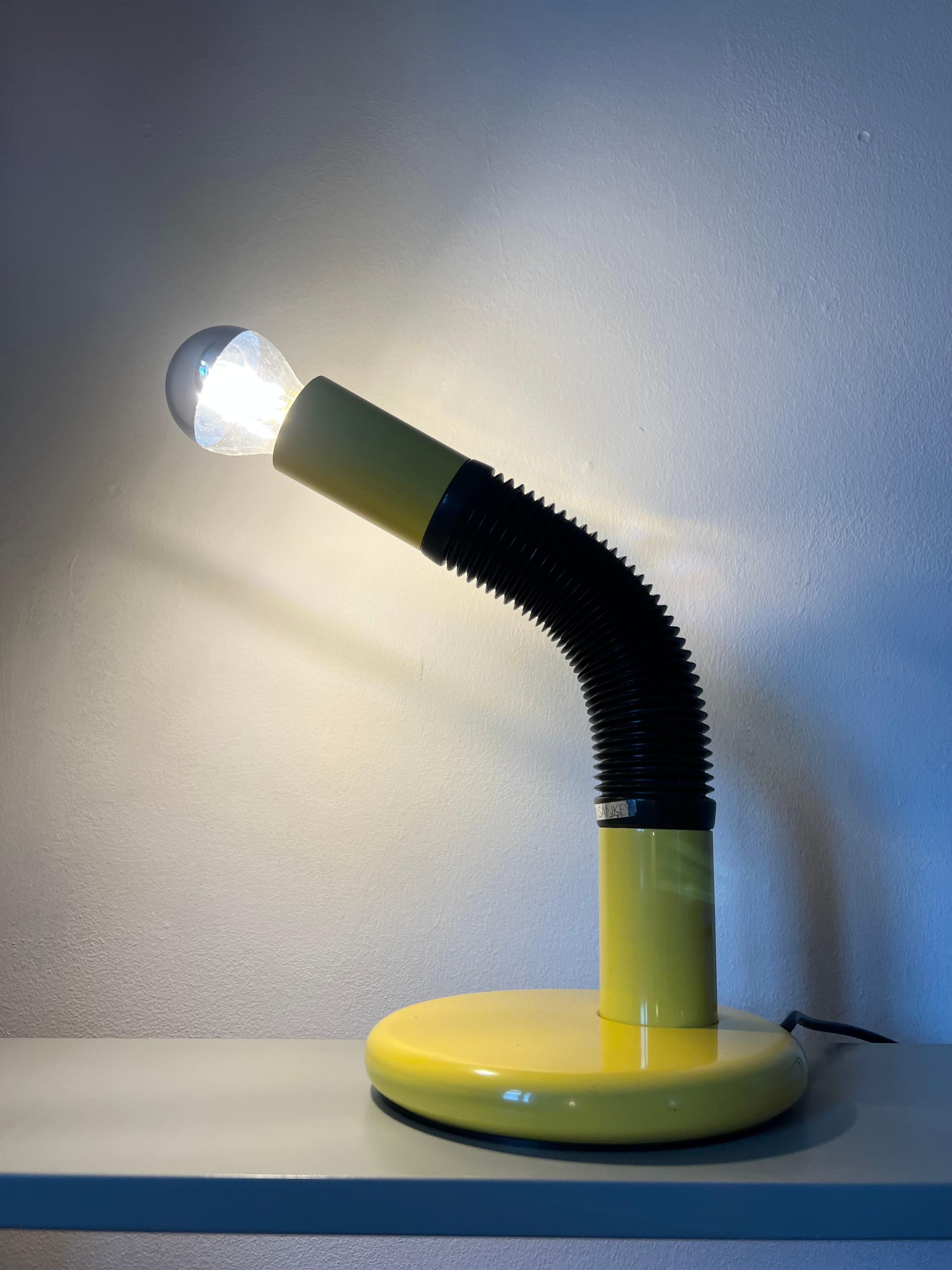 Metal Mid Century Space Age Yellow Tubular Desk Lamp For Sale