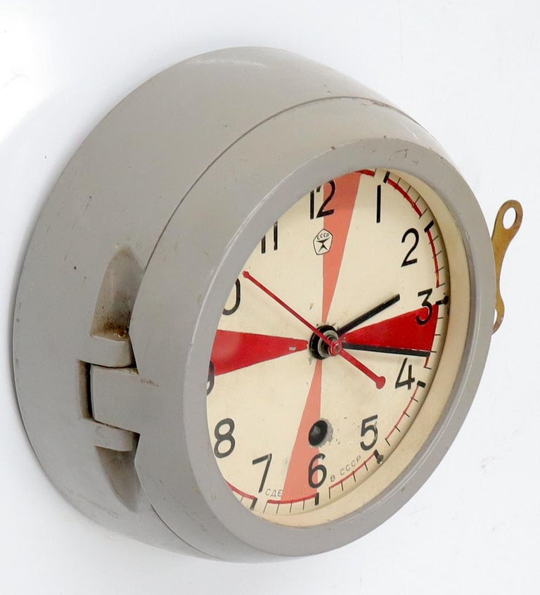 Midcentury Space Ship Era Wind Up Wall Clock 1960s Made in USSR For