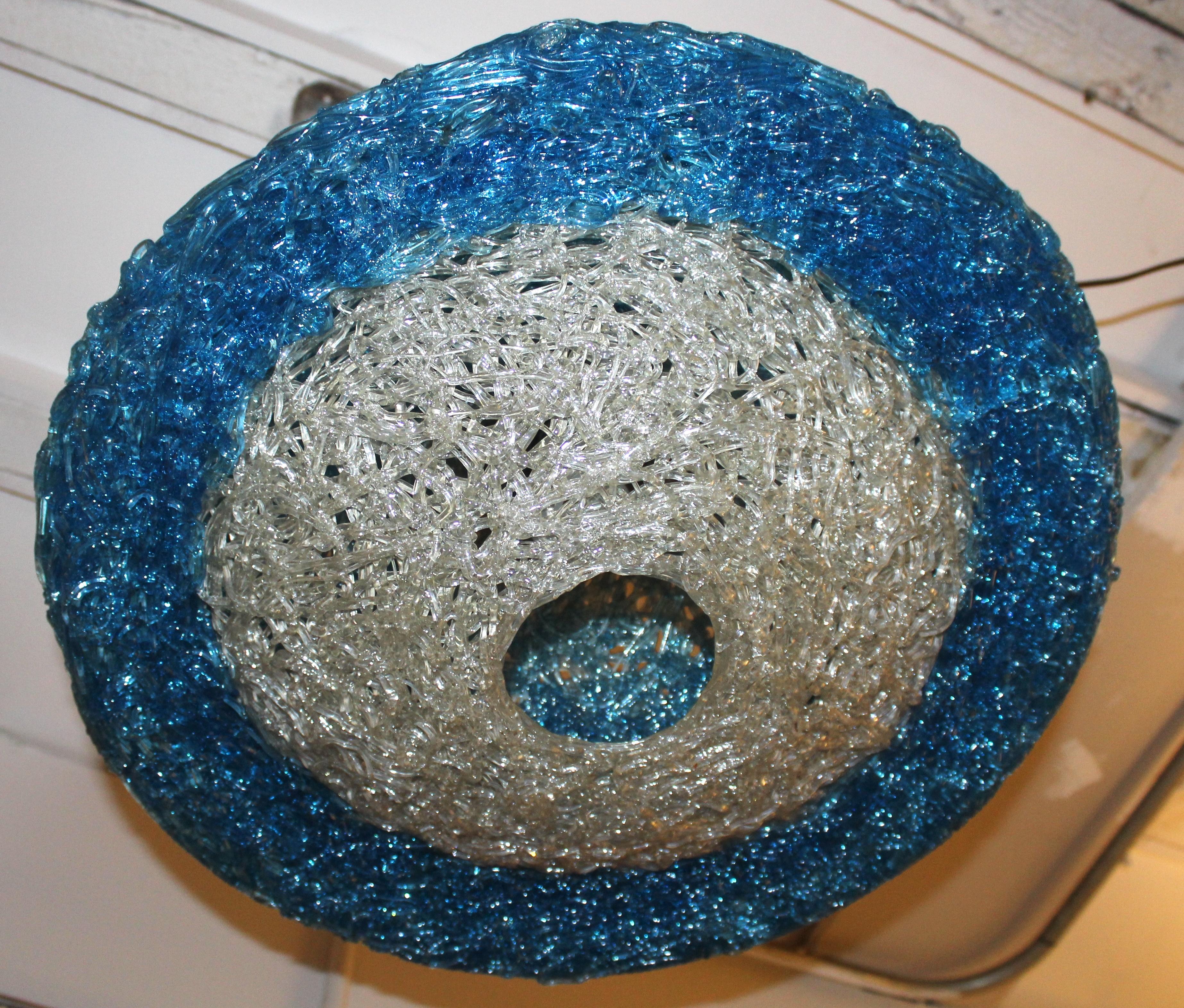Mid-Century Modern Mid-Century Spaghetti Saucer Pendant For Sale