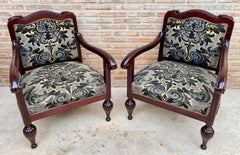 Mid Century Spanish Armchairs in Wood, Set of 2