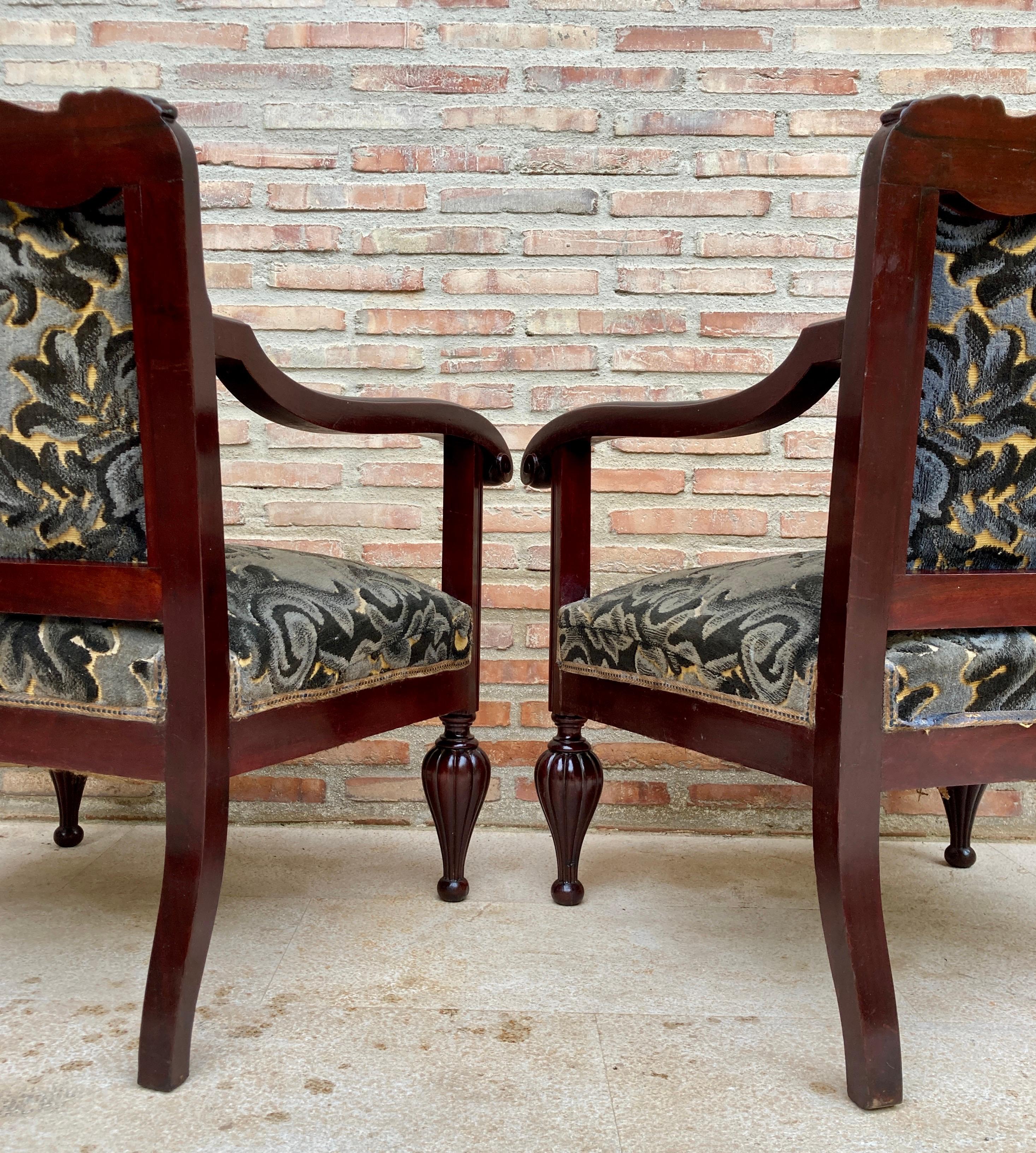 20th Century Mid Century Spanish Armchairs in Wood, Set of 2 For Sale