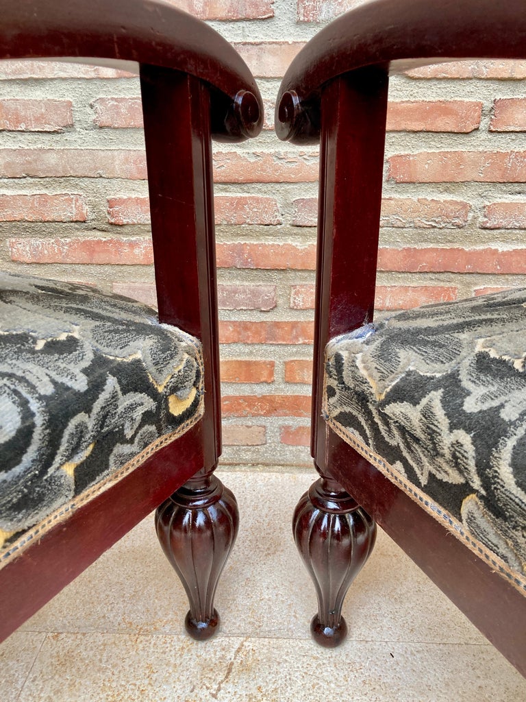 Mid Century Spanish Armchairs in Wood, Set of 2 For Sale at 1stDibs
