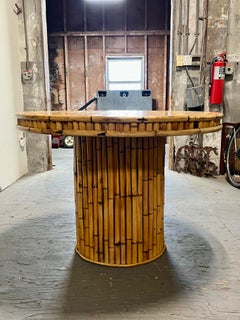 Mid Century Bamboo Pedestal Dining Table Palm Regency