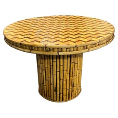 Mid Century Bamboo Pedestal Dining Table Palm Regency