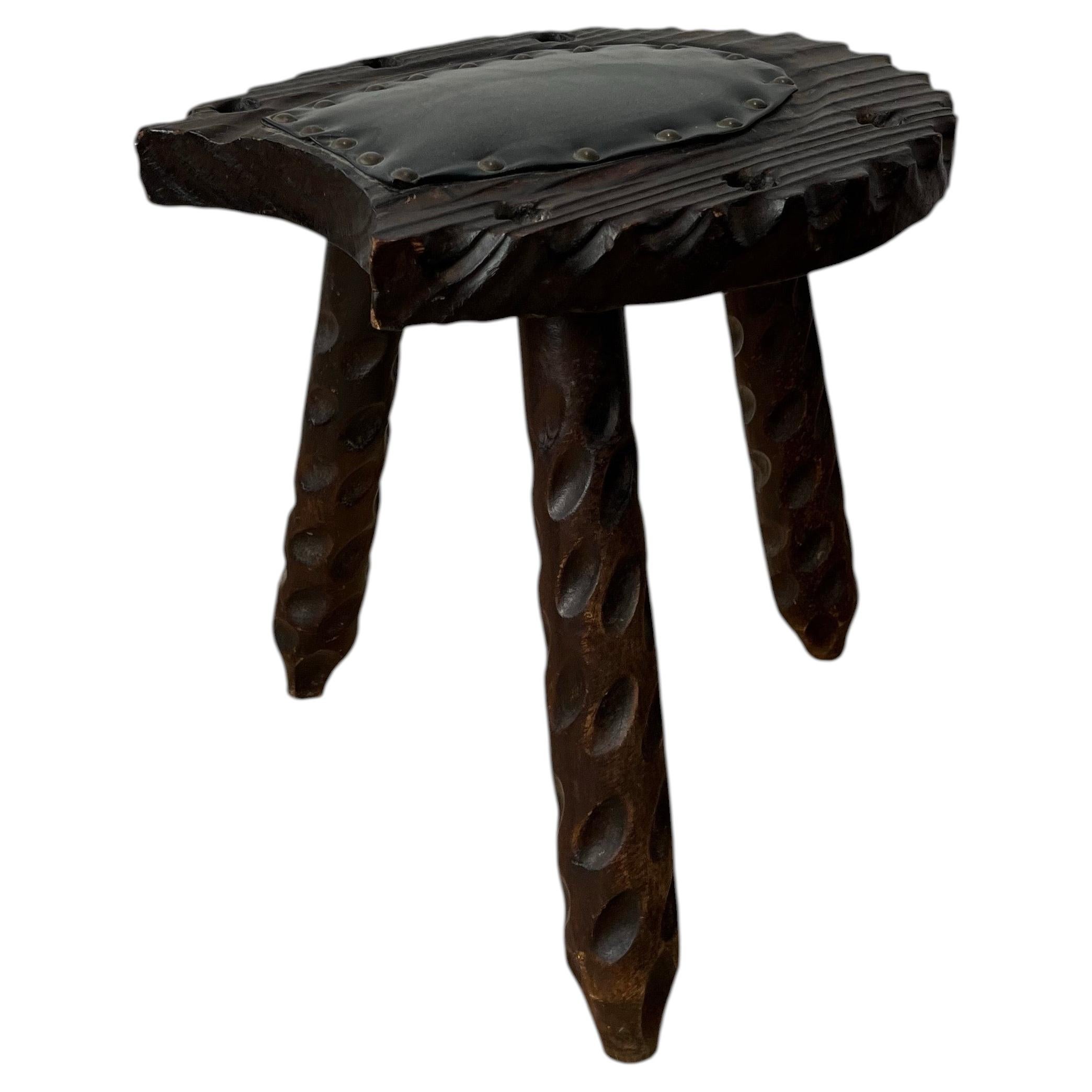 Mid Century Spanish Brutalist TriPod Milk Stool Witco Styling For Sale