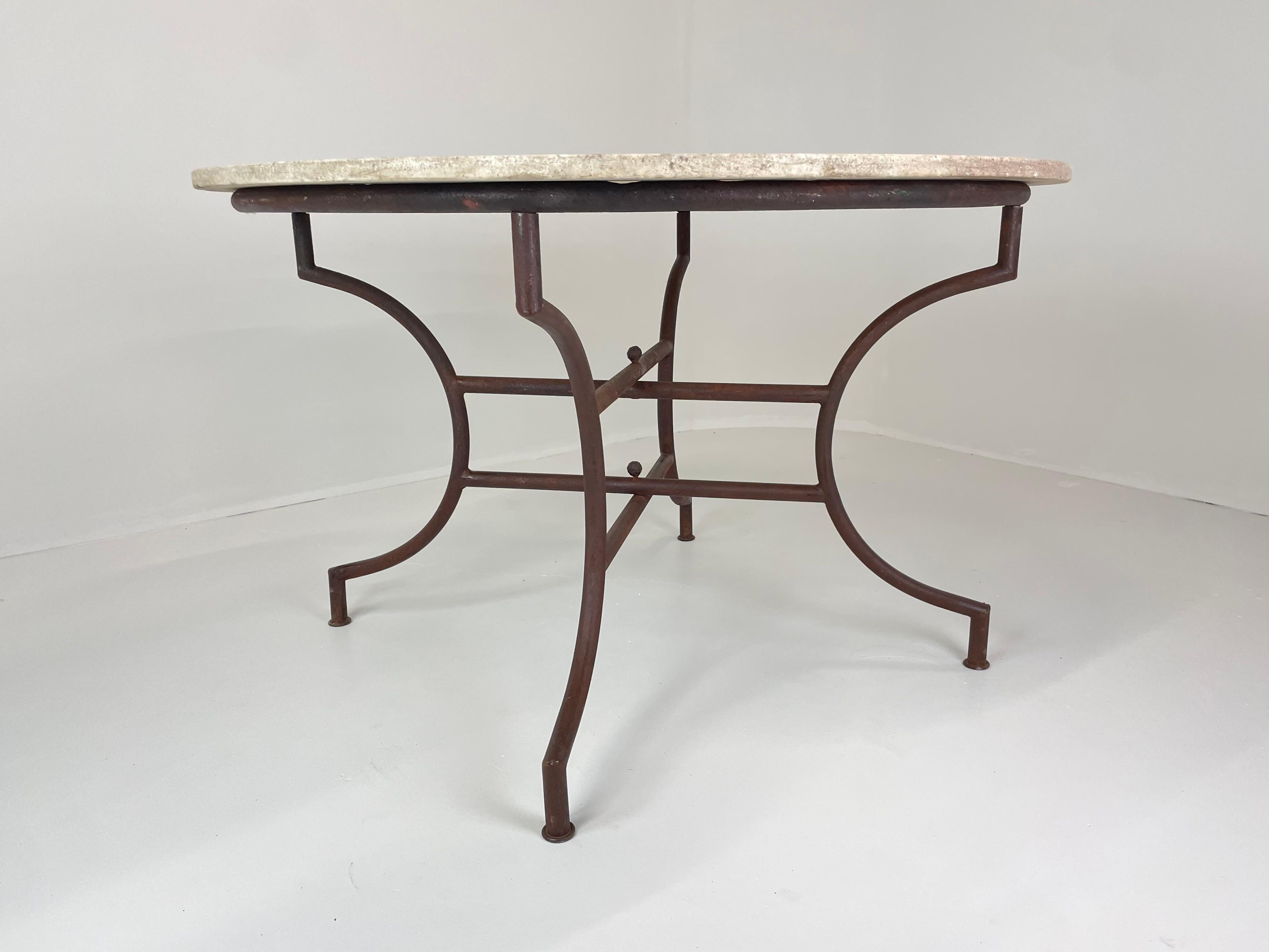 Mid-Century Modern Table de véranda espagnole du milieu du siècle en marbre de Carrare en vente