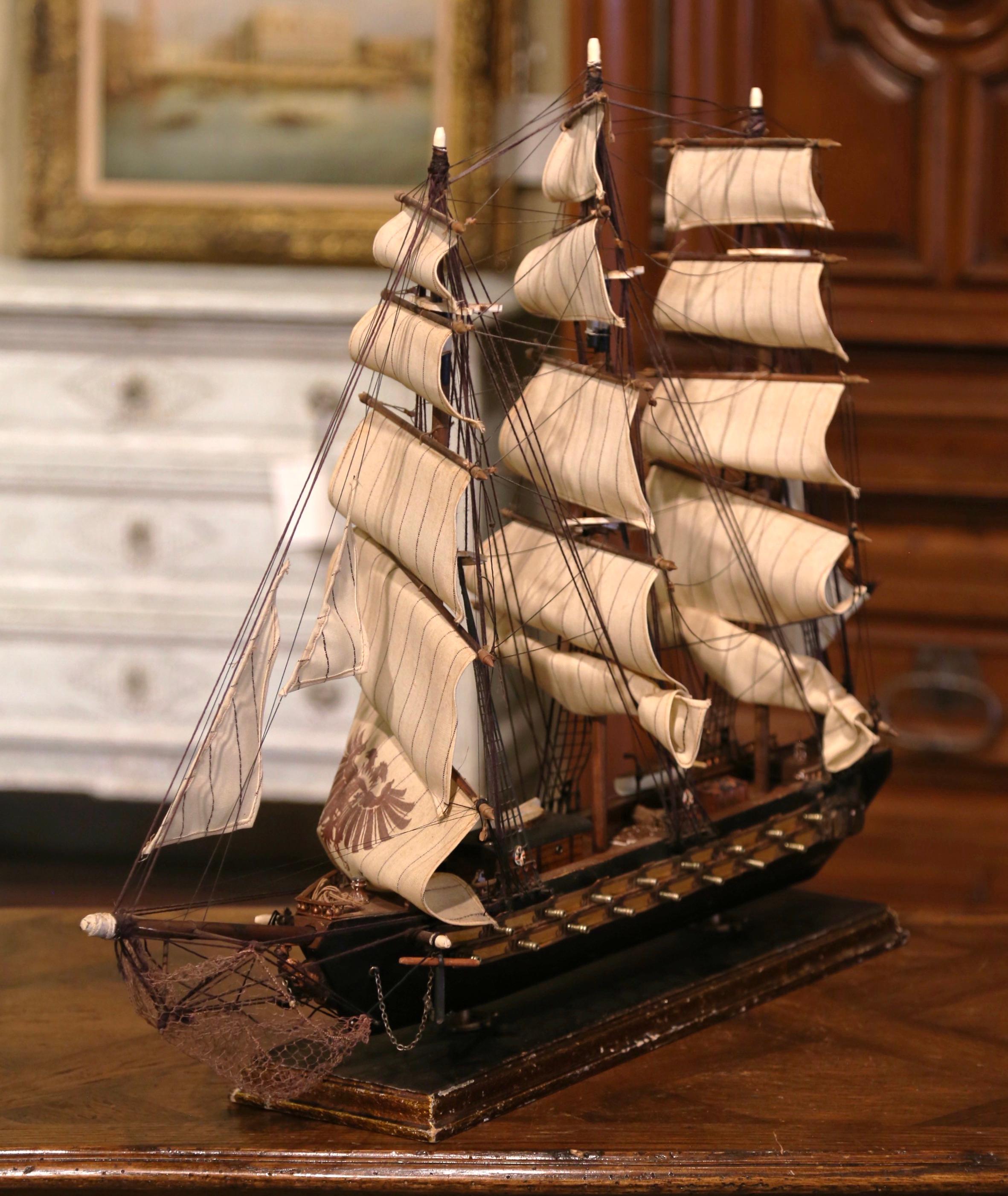 Mid-Century Spanish Carved Armada Style Model Ship the 