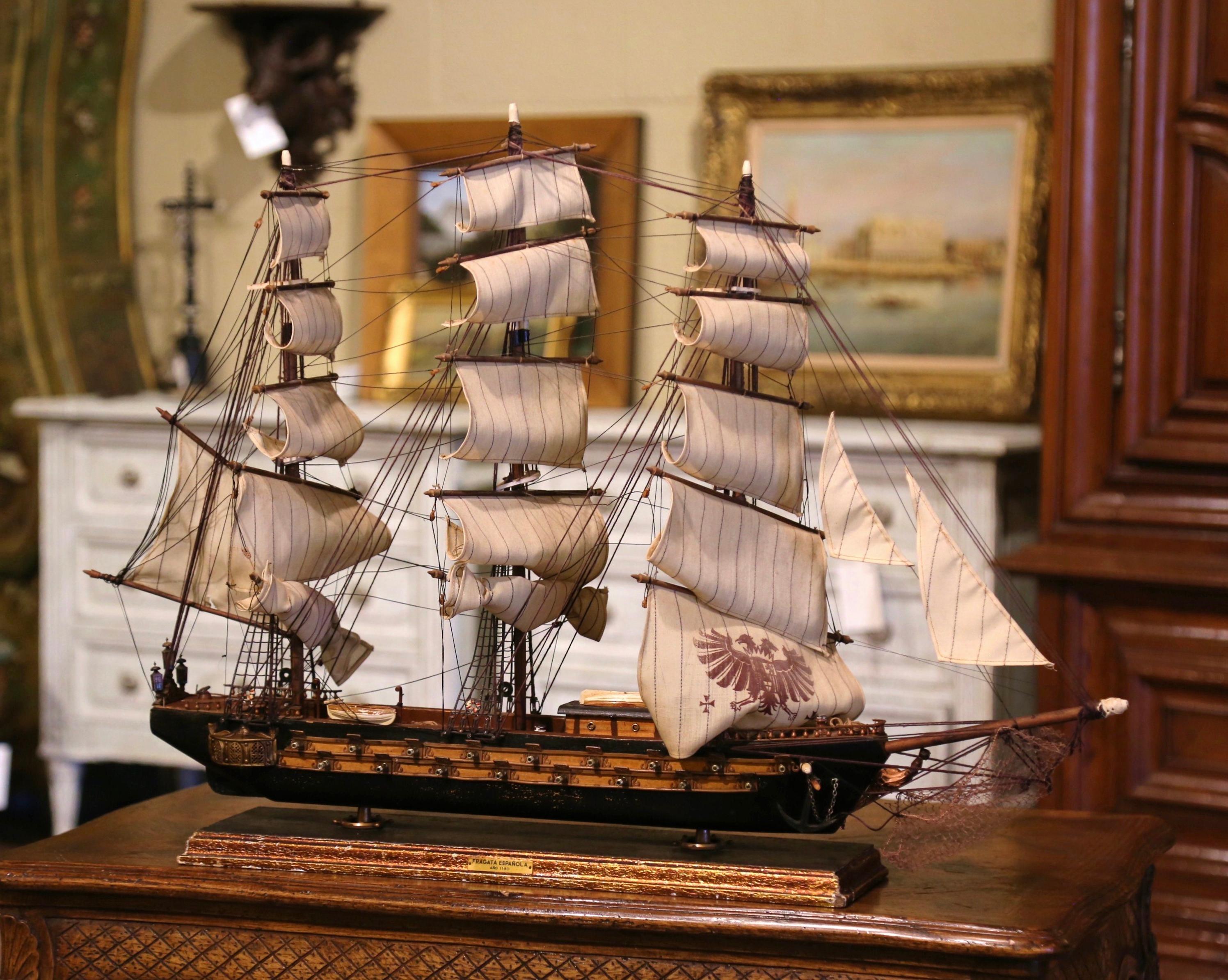 This elegant and majestic frigate model was crafted in Spain, circa 1950. Named 